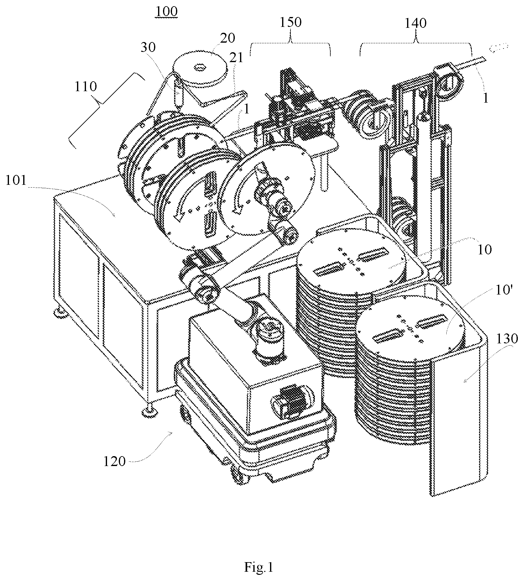Patent US12139357 Figure 1 – Material strip processing system
