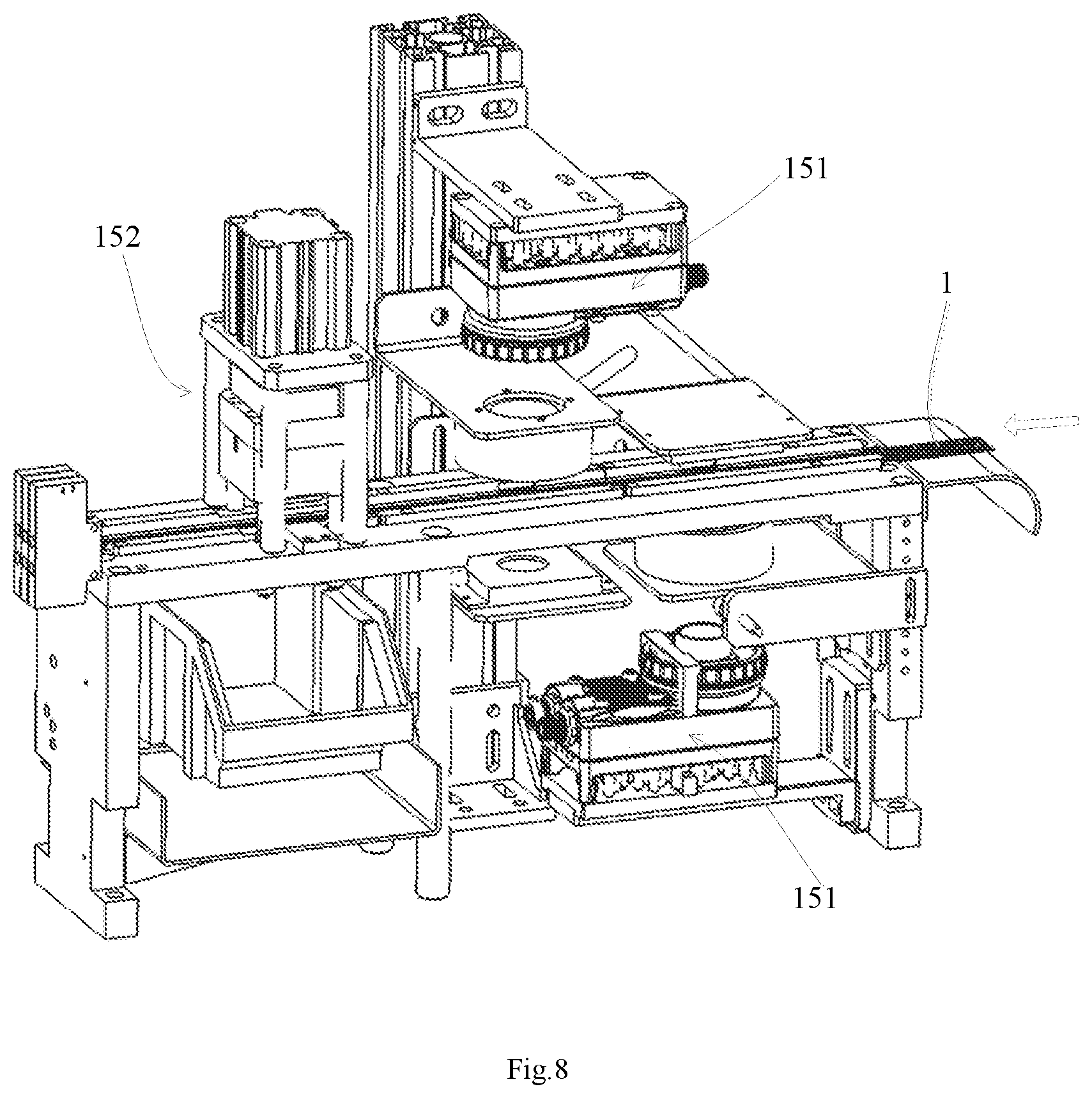 Patent US12139357 Figure 8 – Material strip processing system