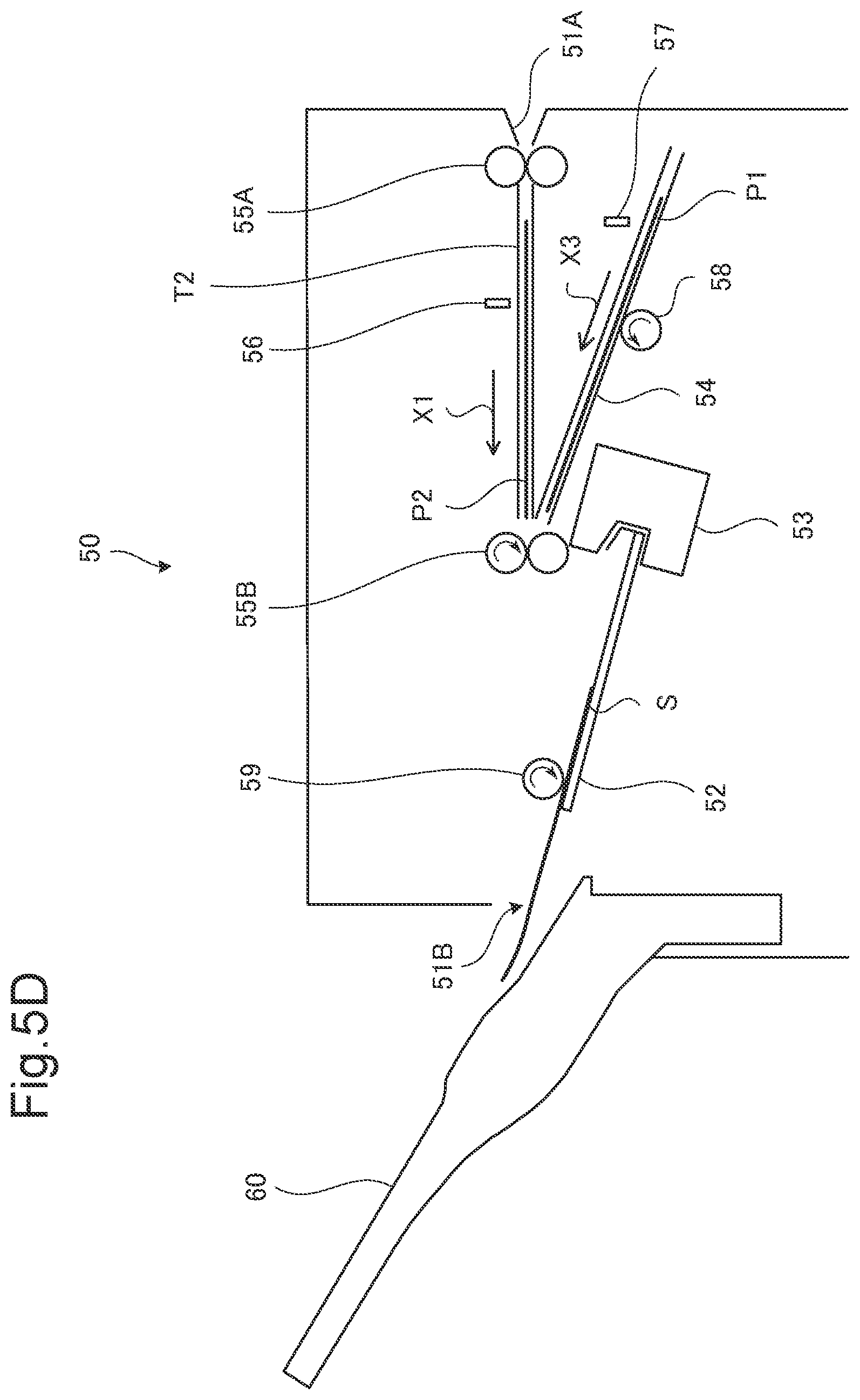 Patent US12139360 Figure 9 – Postprocessing device that transports preceding recording medium on sidetrack, with following recording medium transported along sheet transport path stacked on preceding one, to processing tray, and image forming system