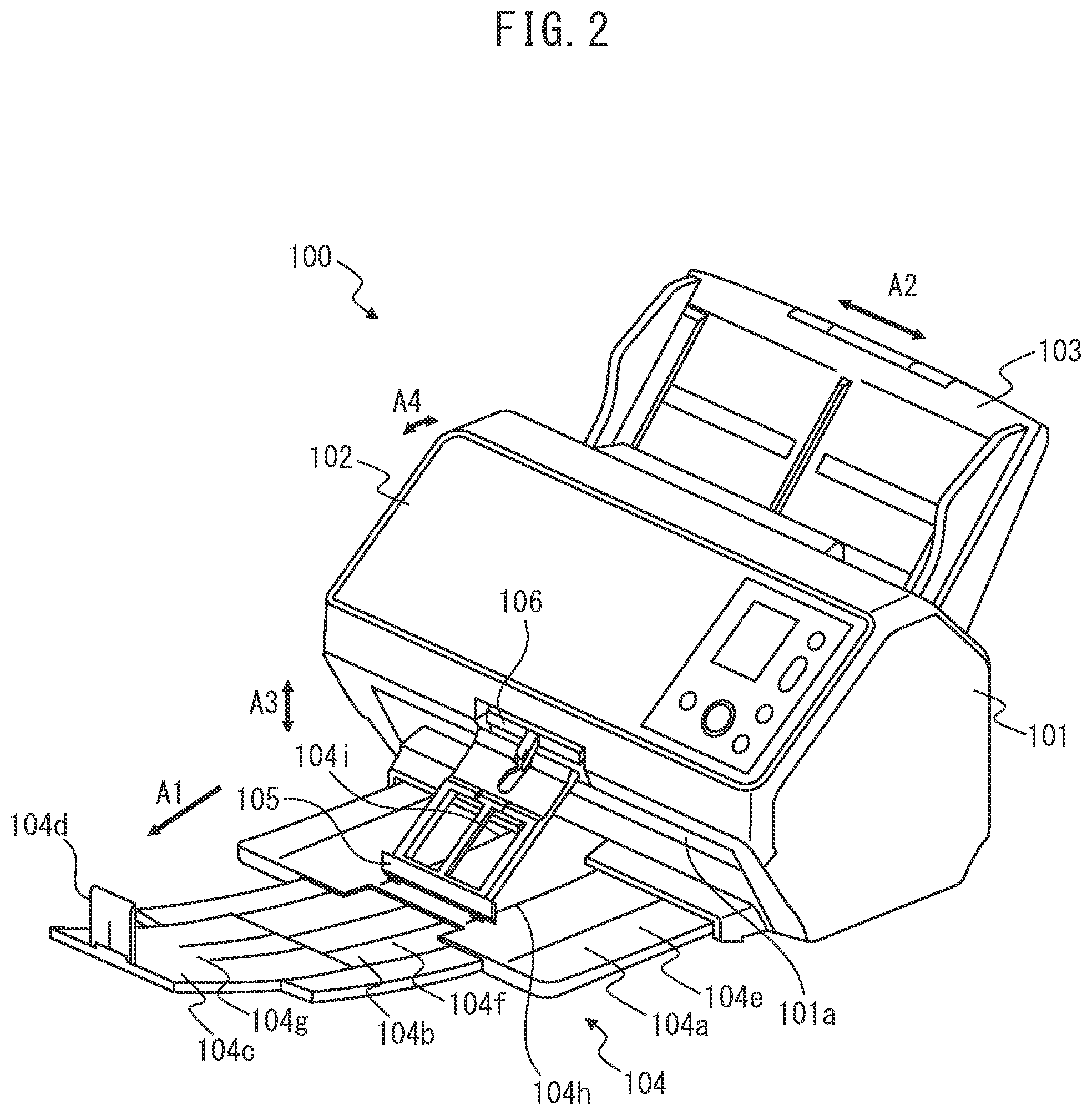 Patent US12139363 Figure 2 – Medium ejecting apparatus including medium regulating member provided so as to swing and pivot