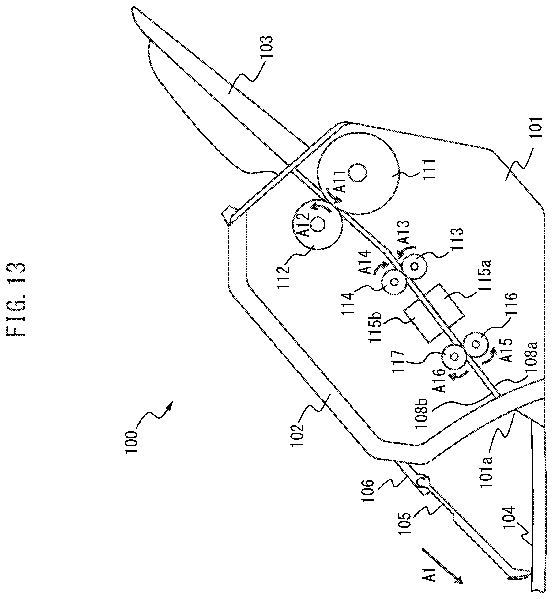 Patent US12139363 Figure 14 – Medium ejecting apparatus including medium regulating member provided so as to swing and pivot