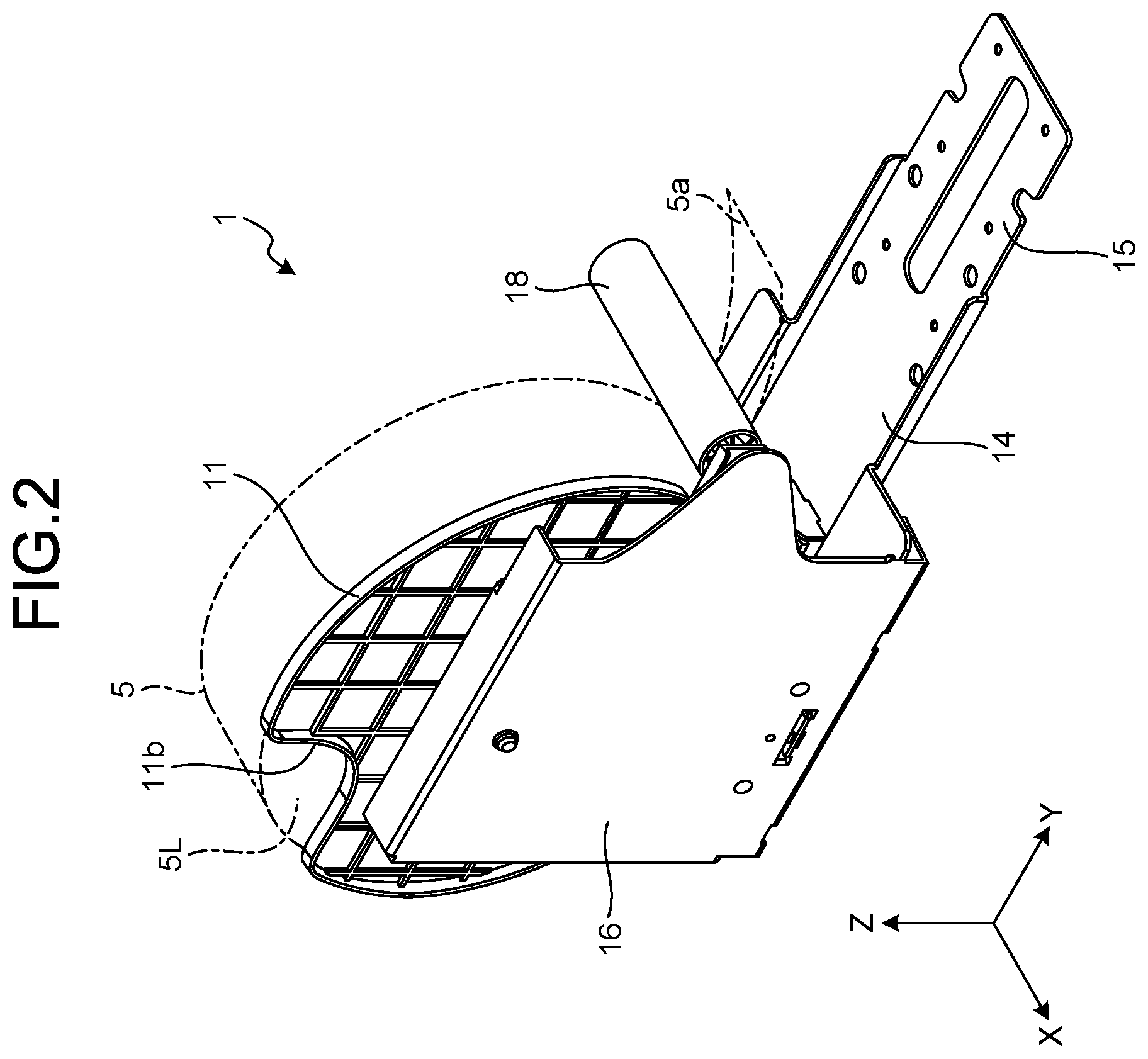 Patent US12139365 Figure 2 – Roll support device
