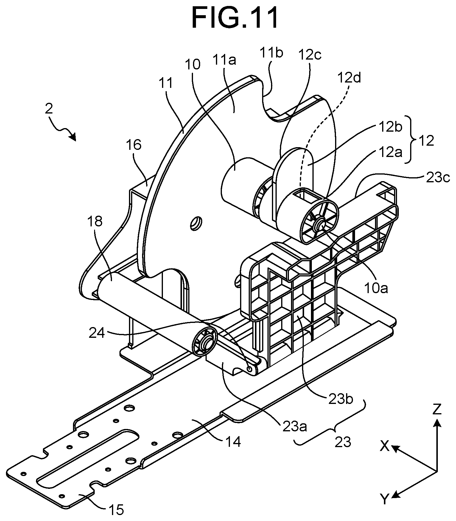 Patent US12139365 Figure 8 – Roll support device