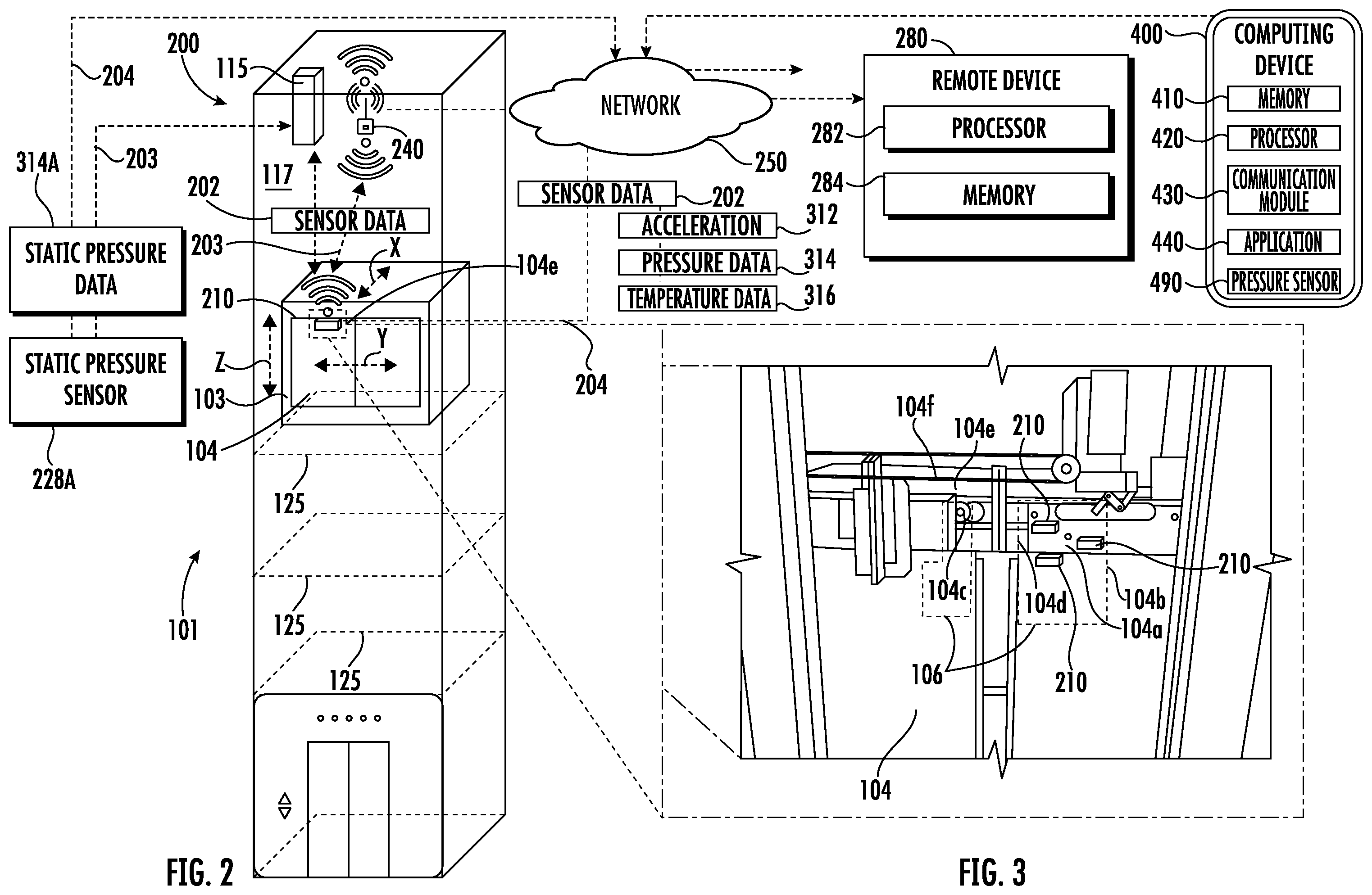 Patent US12139370 Figure 2 – Air pressure and acceleration sensor floor correction by elevator status information
