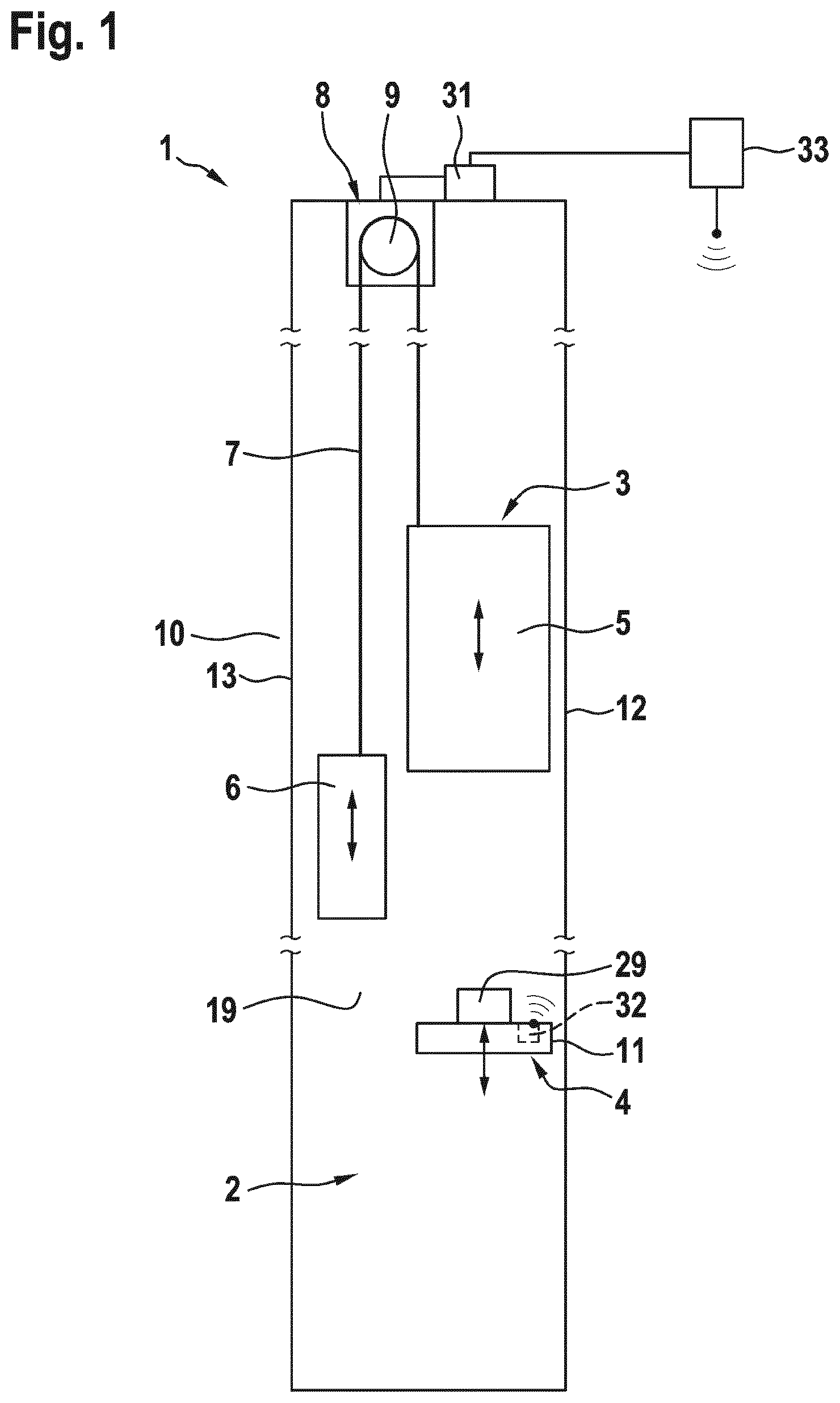 Patent US12139372 Figure 1 – Transportation system
