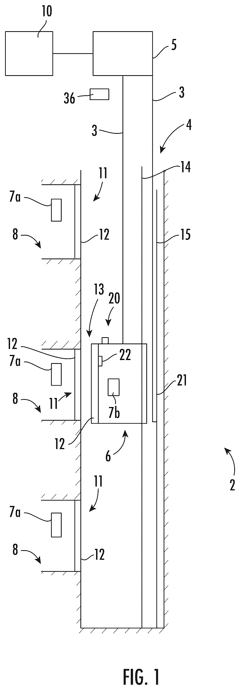 Patent US12139374 Figure 1 – Method and device for monitoring an elevator system