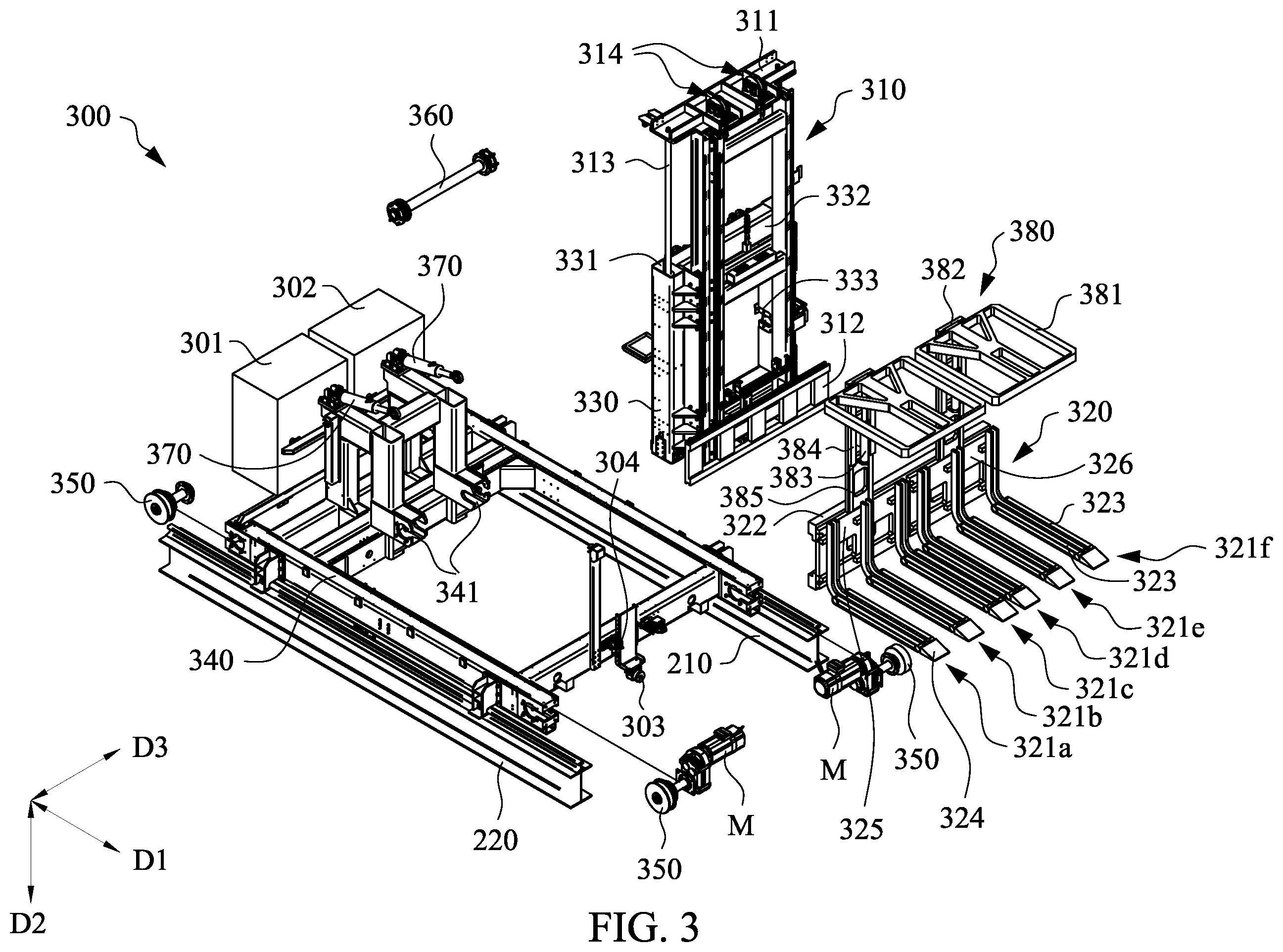 Patent US12139379 Figure 3 – Automatic loading system for vehicles