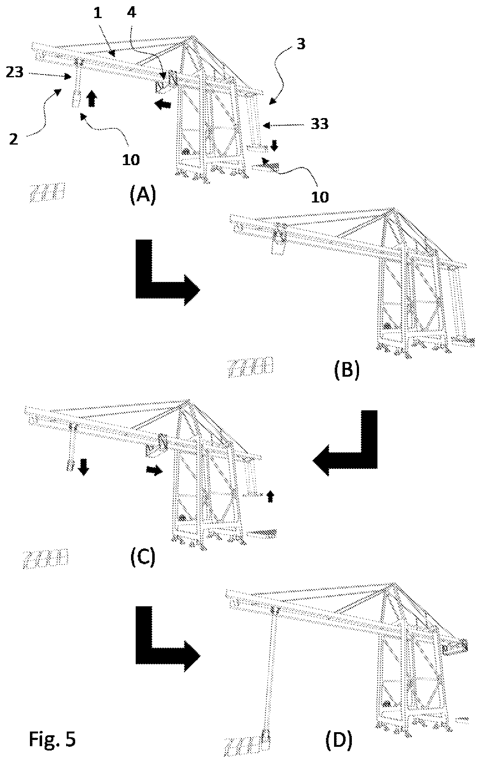 Patent US12139380 Figure 3 – Gantry crane for containers and operating method