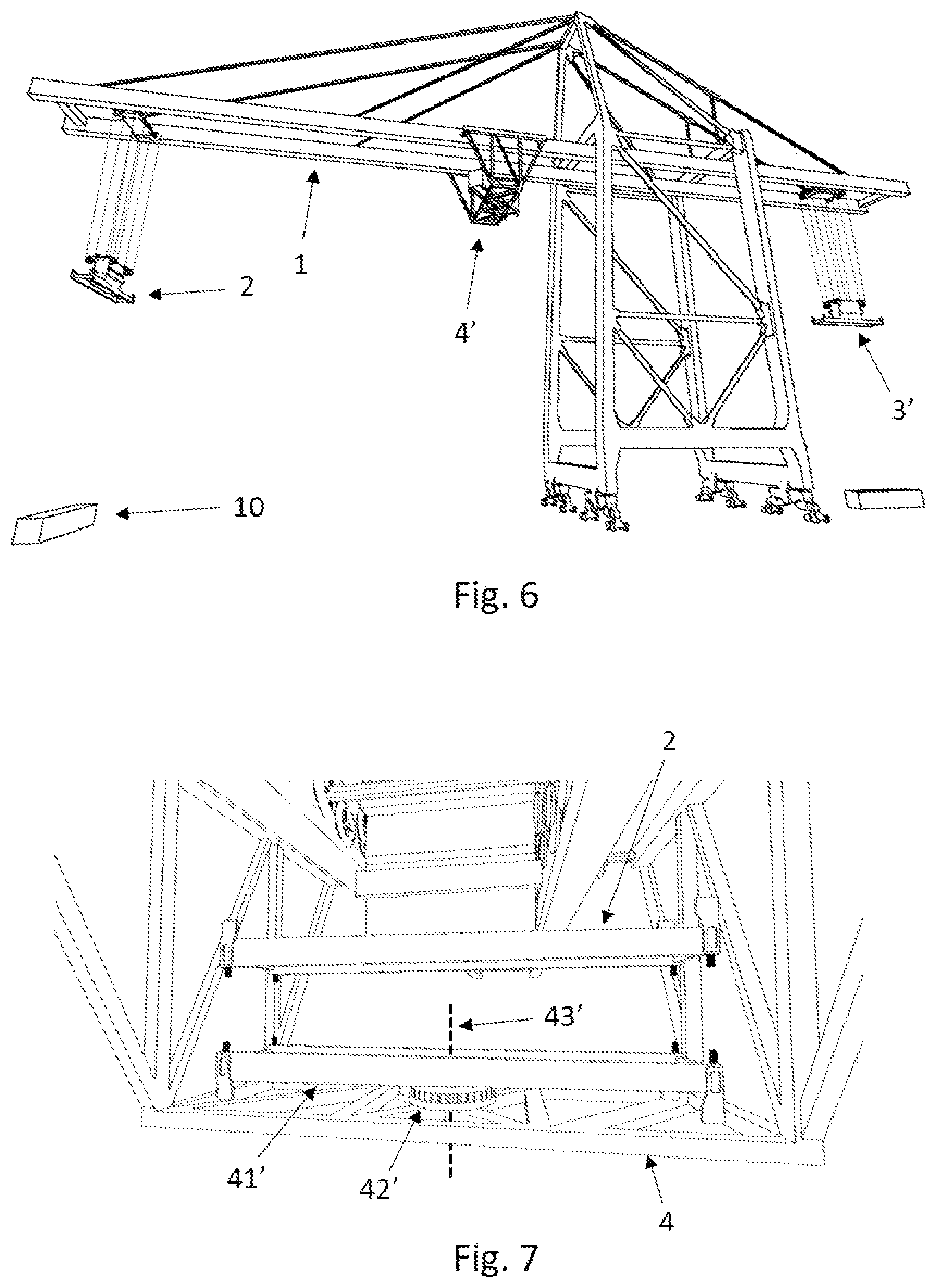 Patent US12139380 Figure 4 – Gantry crane for containers and operating method