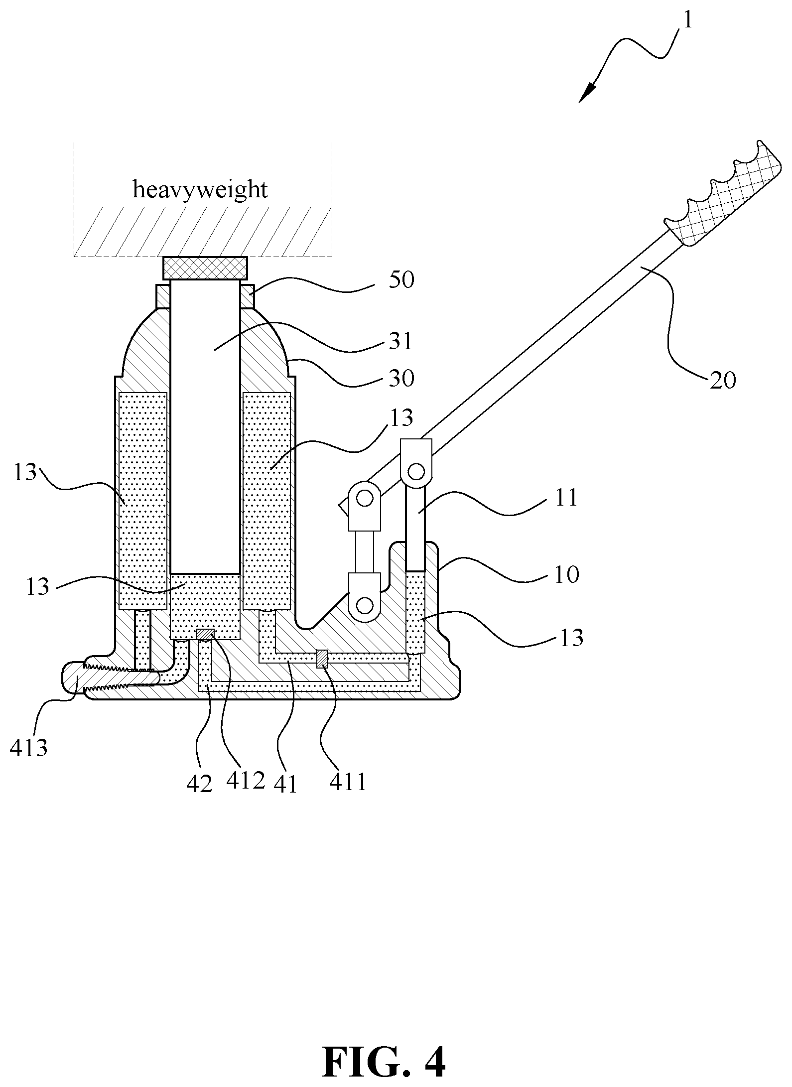 Patent US12139383 Figure 4 – Hydraulic jack