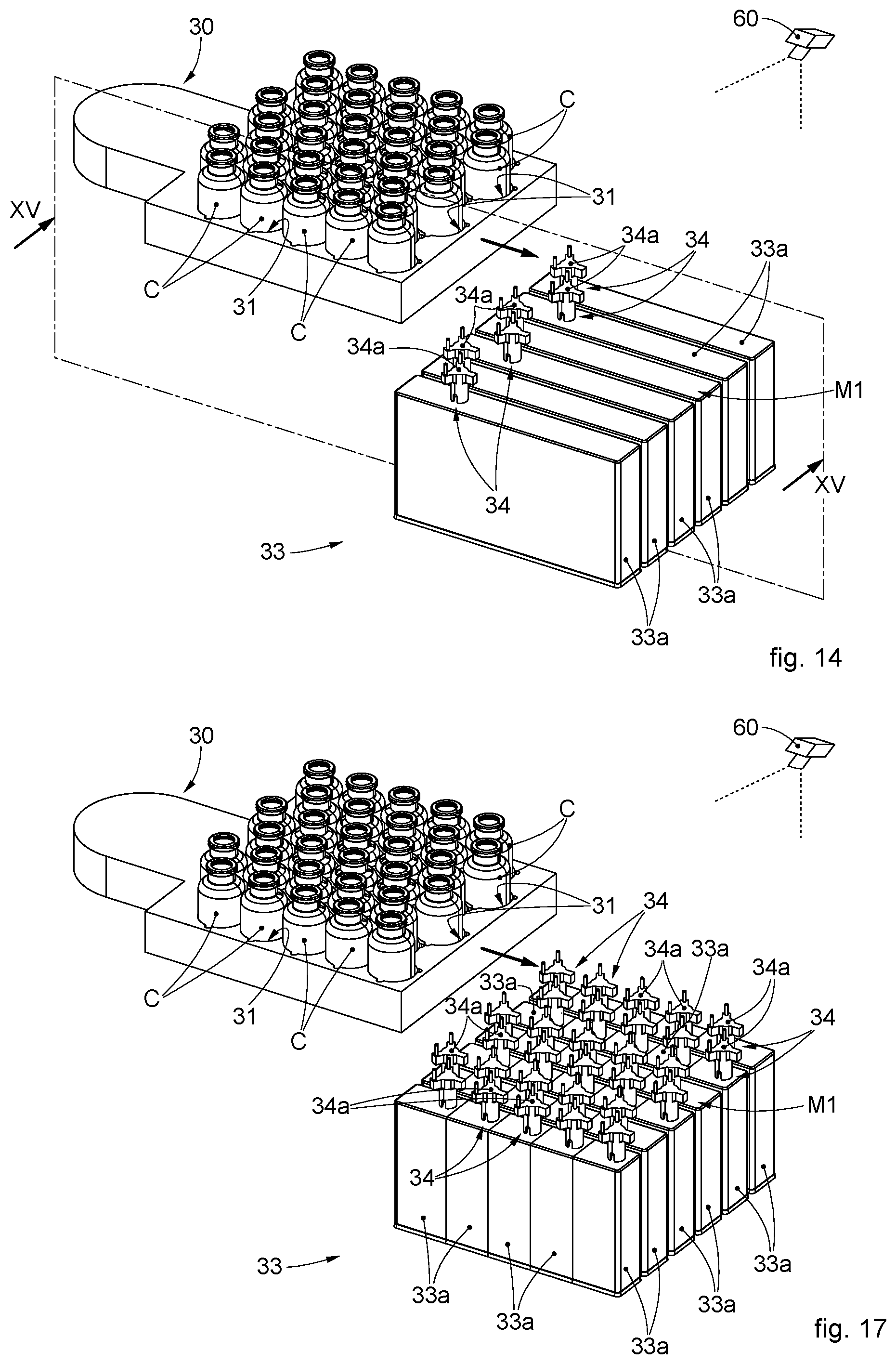 Patent US12139385 Figure 7 – Method to move containers in a line for processing said containers, and corresponding processing line
