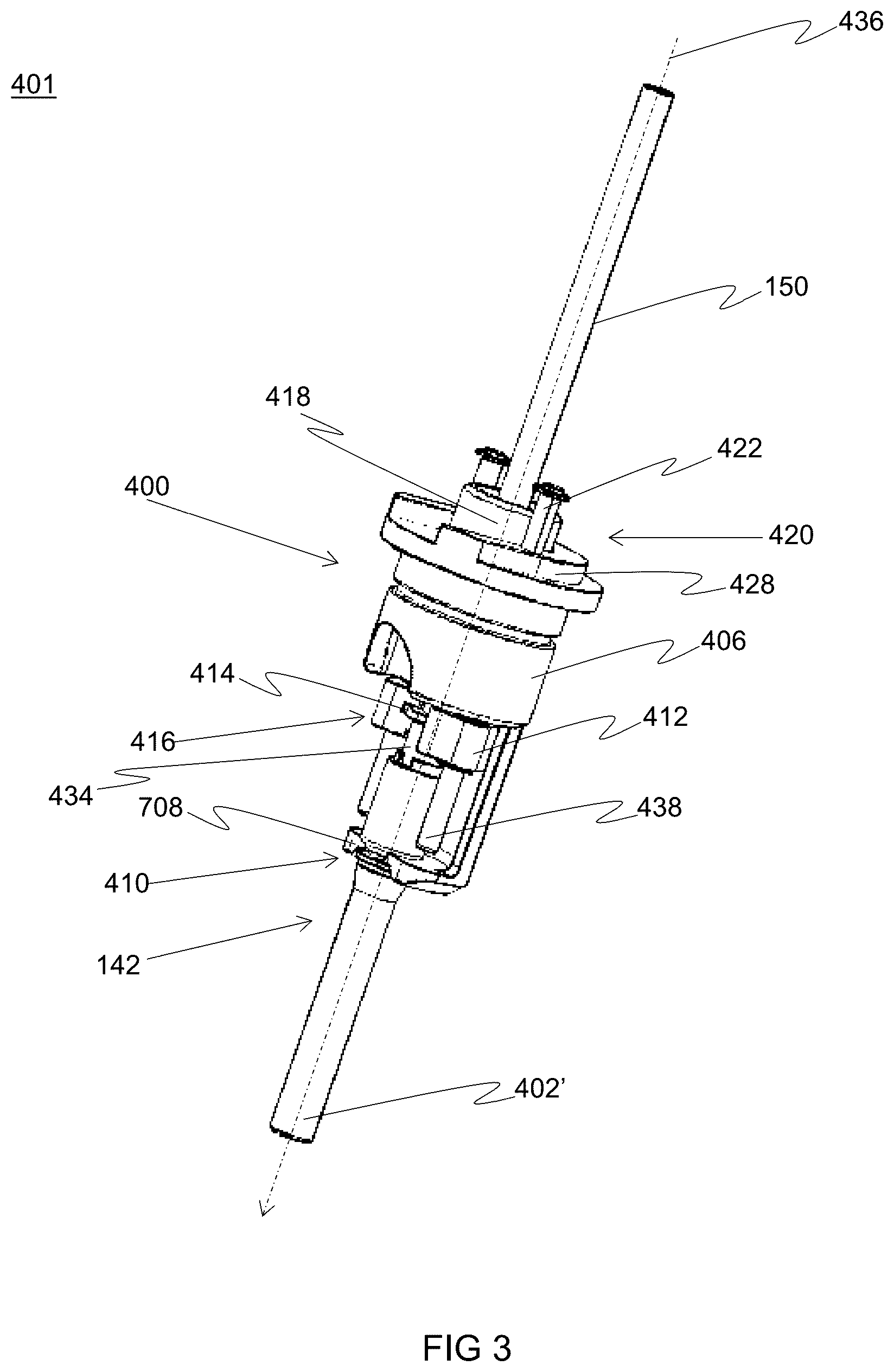 Patent US12139390 Figure 3 – Cartridge for connecting a beverage dispensing line and opening a valve; actuator for operating the cartridge