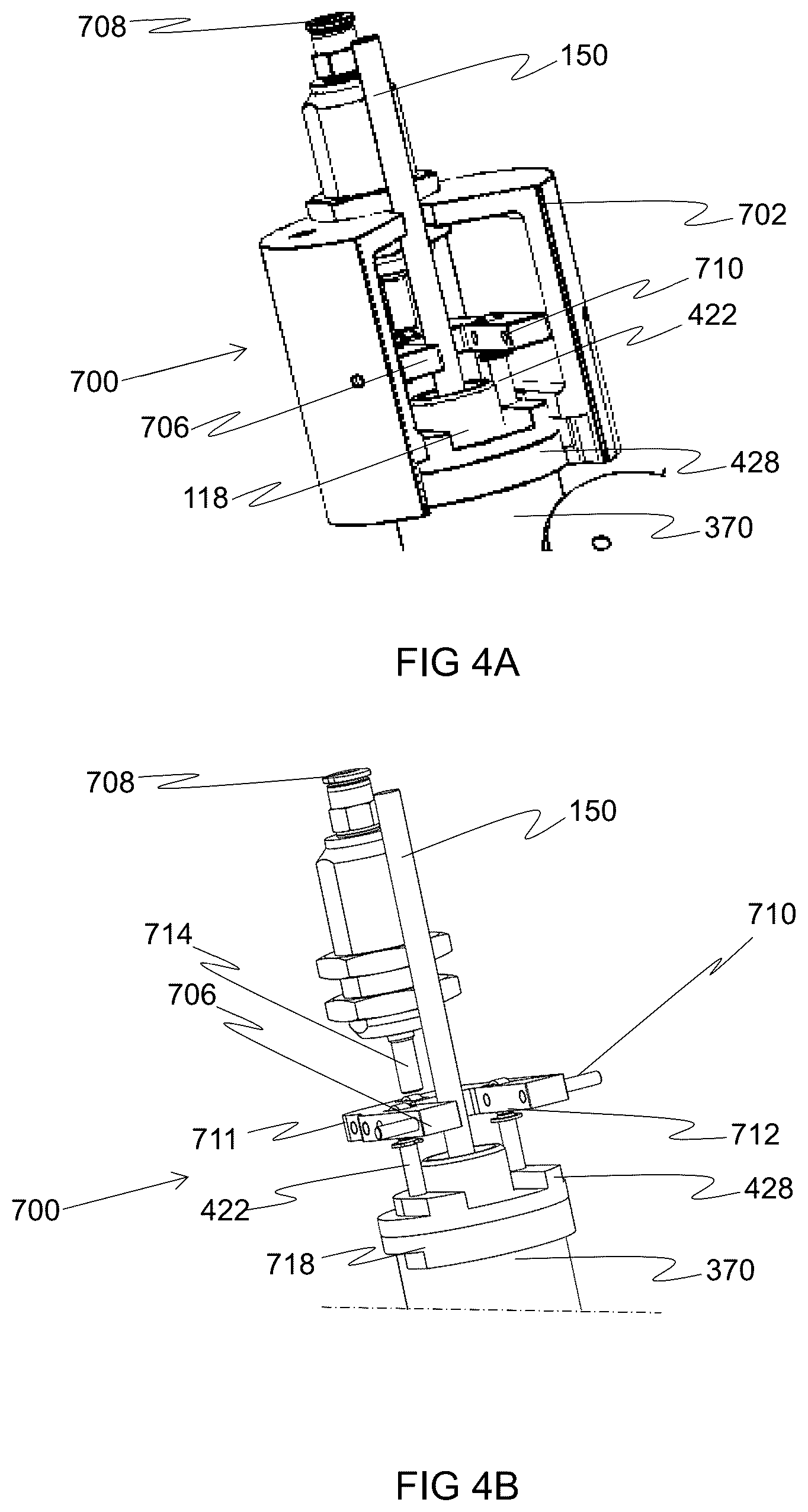 Patent US12139390 Figure 4 – Cartridge for connecting a beverage dispensing line and opening a valve; actuator for operating the cartridge