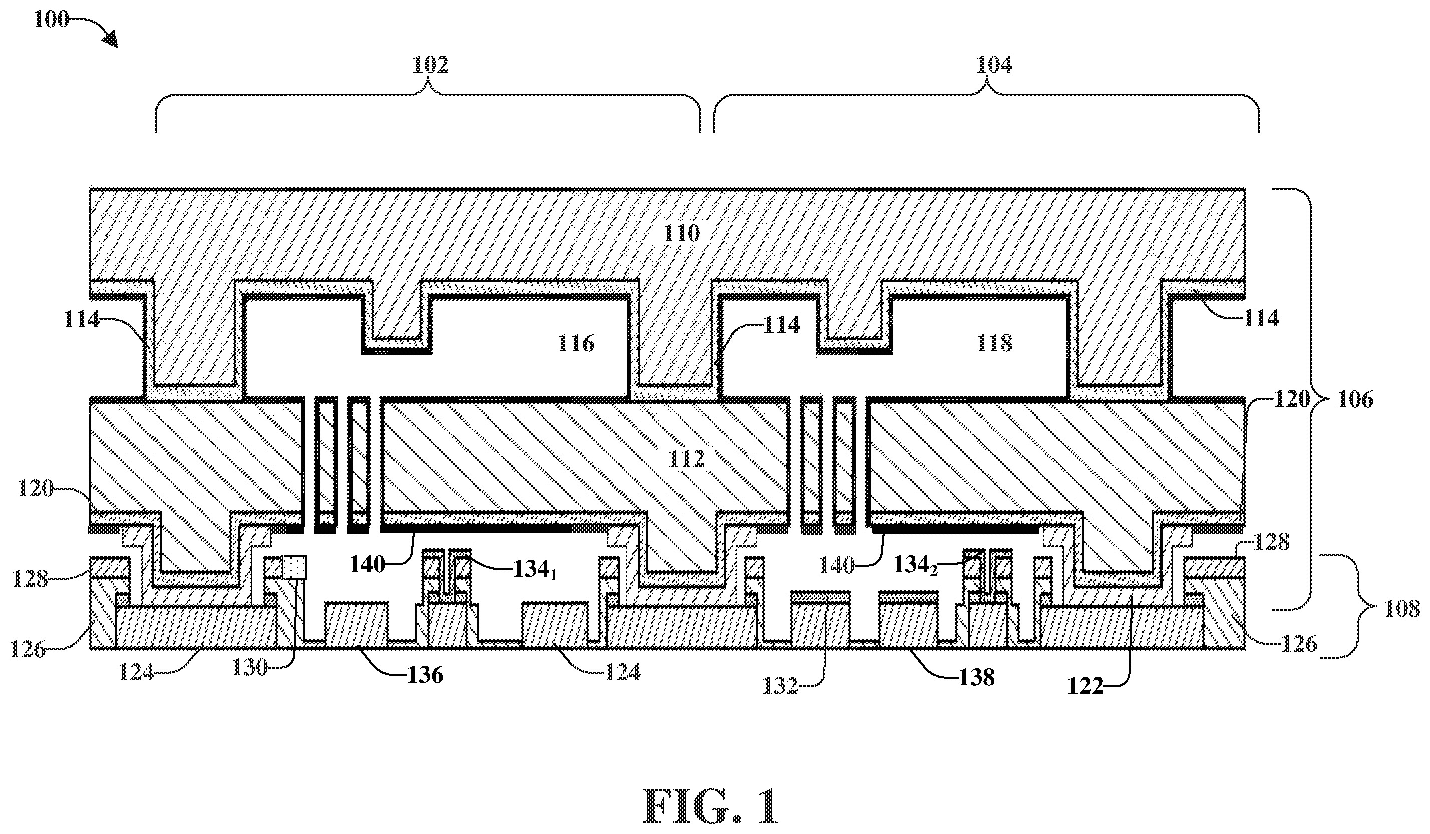 Patent US12139397 Figure 1 – Selective self-assembled monolayer patterning with sacrificial layer for devices