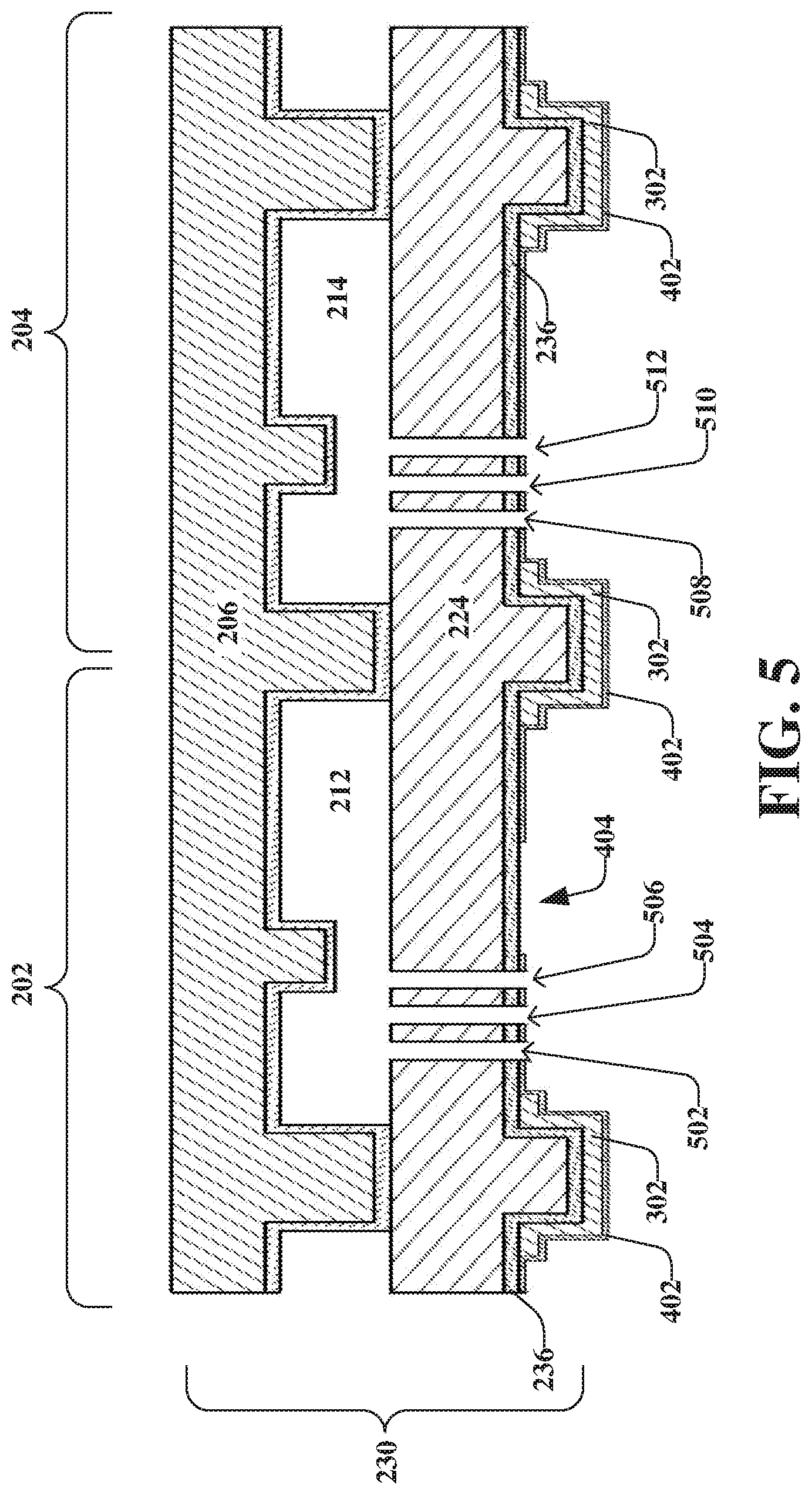 Patent US12139397 Figure 5 – Selective self-assembled monolayer patterning with sacrificial layer for devices