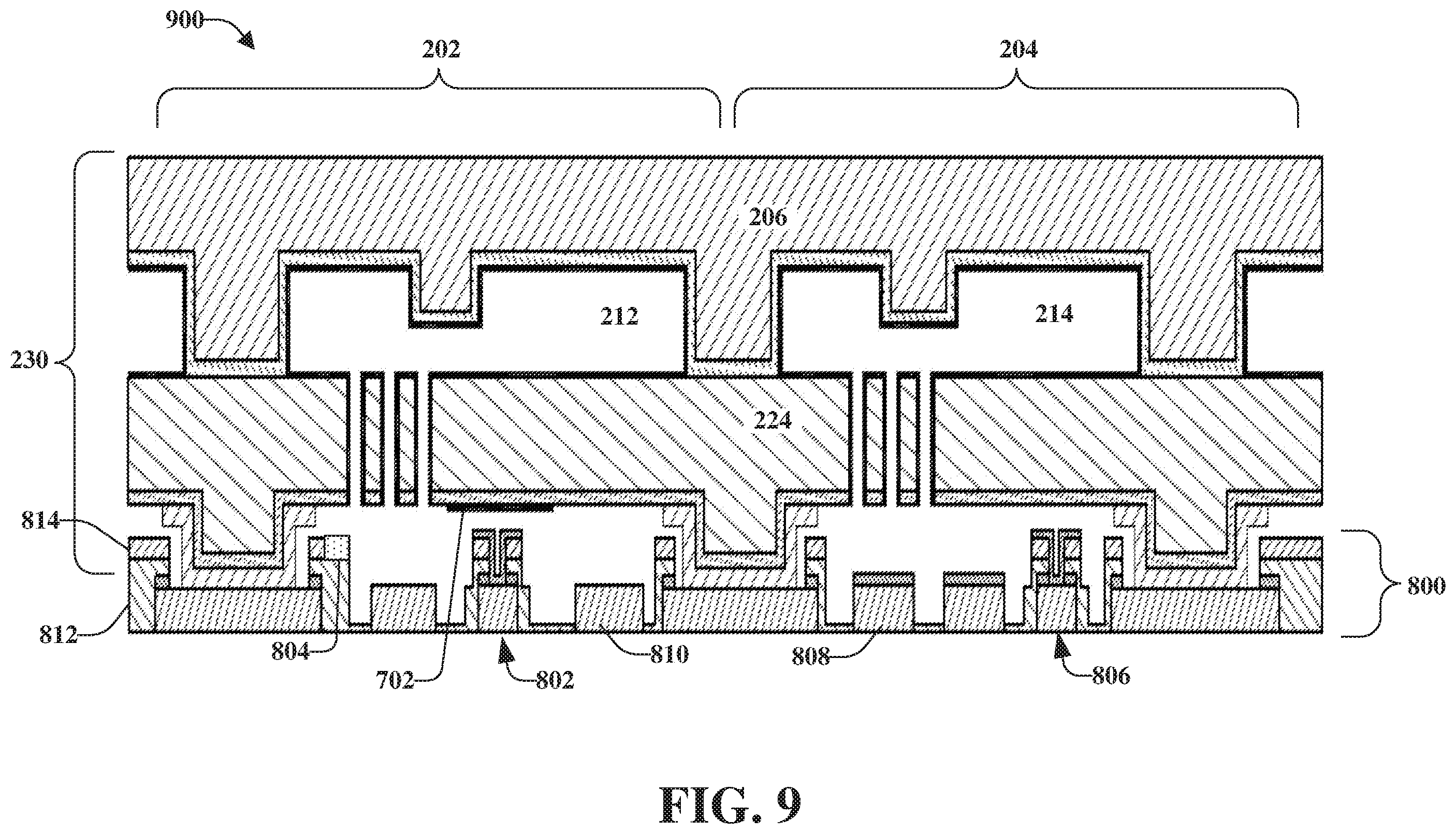Patent US12139397 Figure 9 – Selective self-assembled monolayer patterning with sacrificial layer for devices