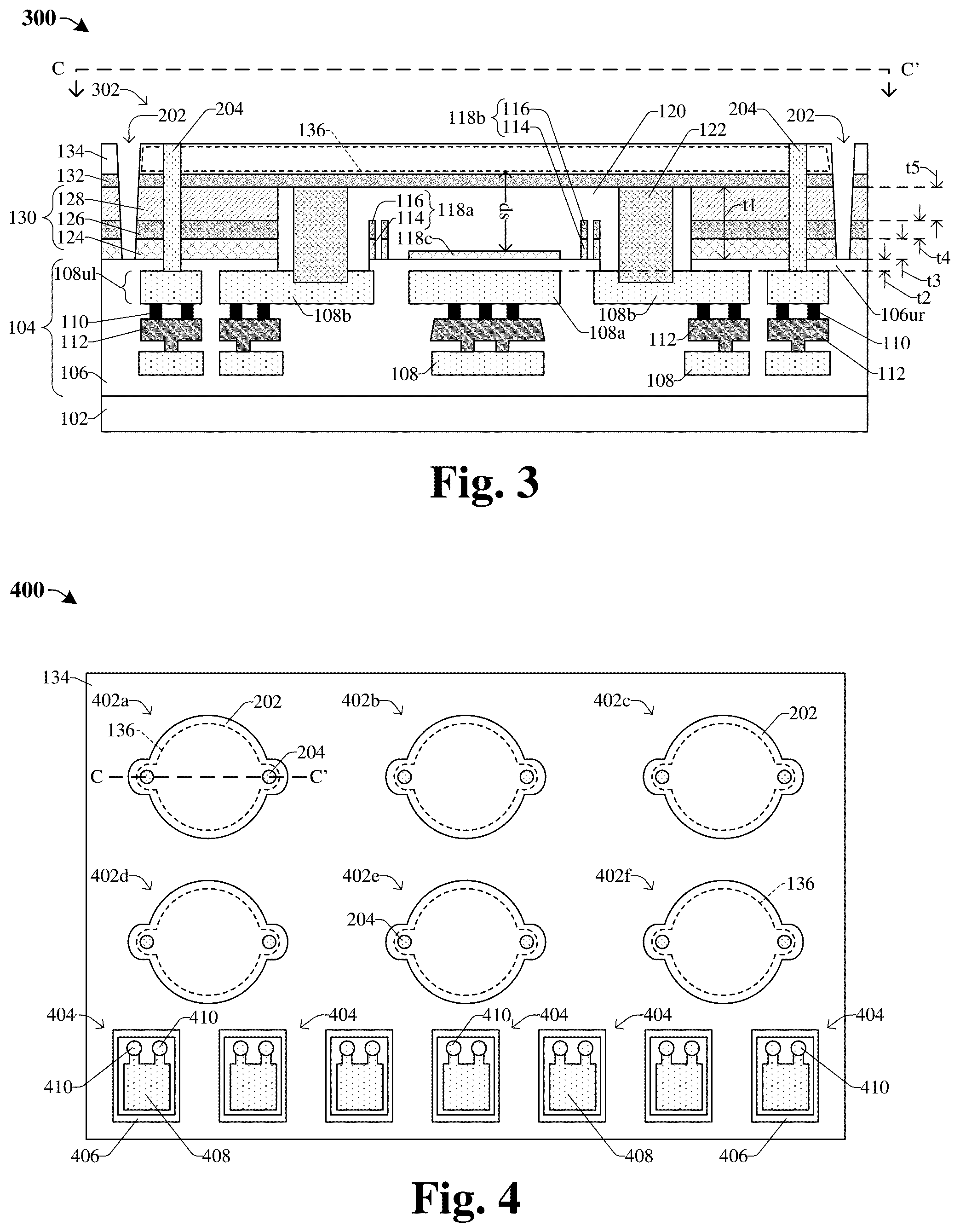 Patent US12139399 Figure 2 – Conductive bond structure to increase membrane sensitivity in MEMS device