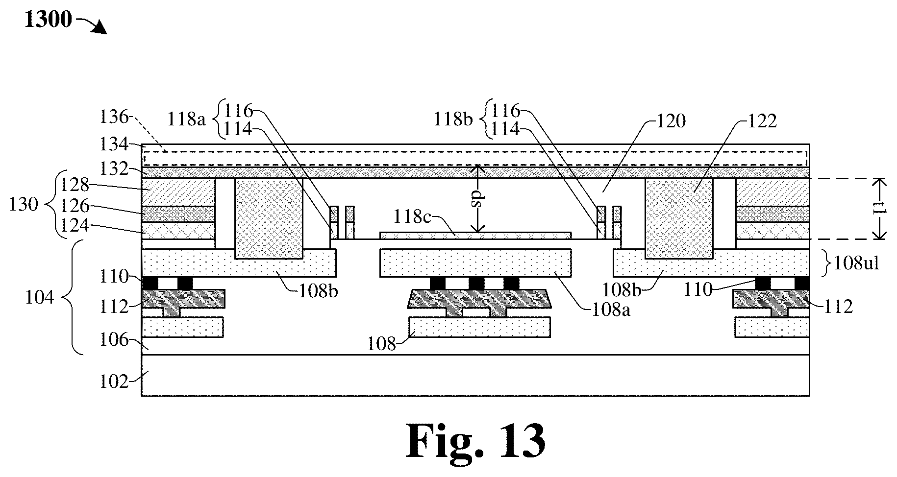 Patent US12139399 Figure 8 – Conductive bond structure to increase membrane sensitivity in MEMS device