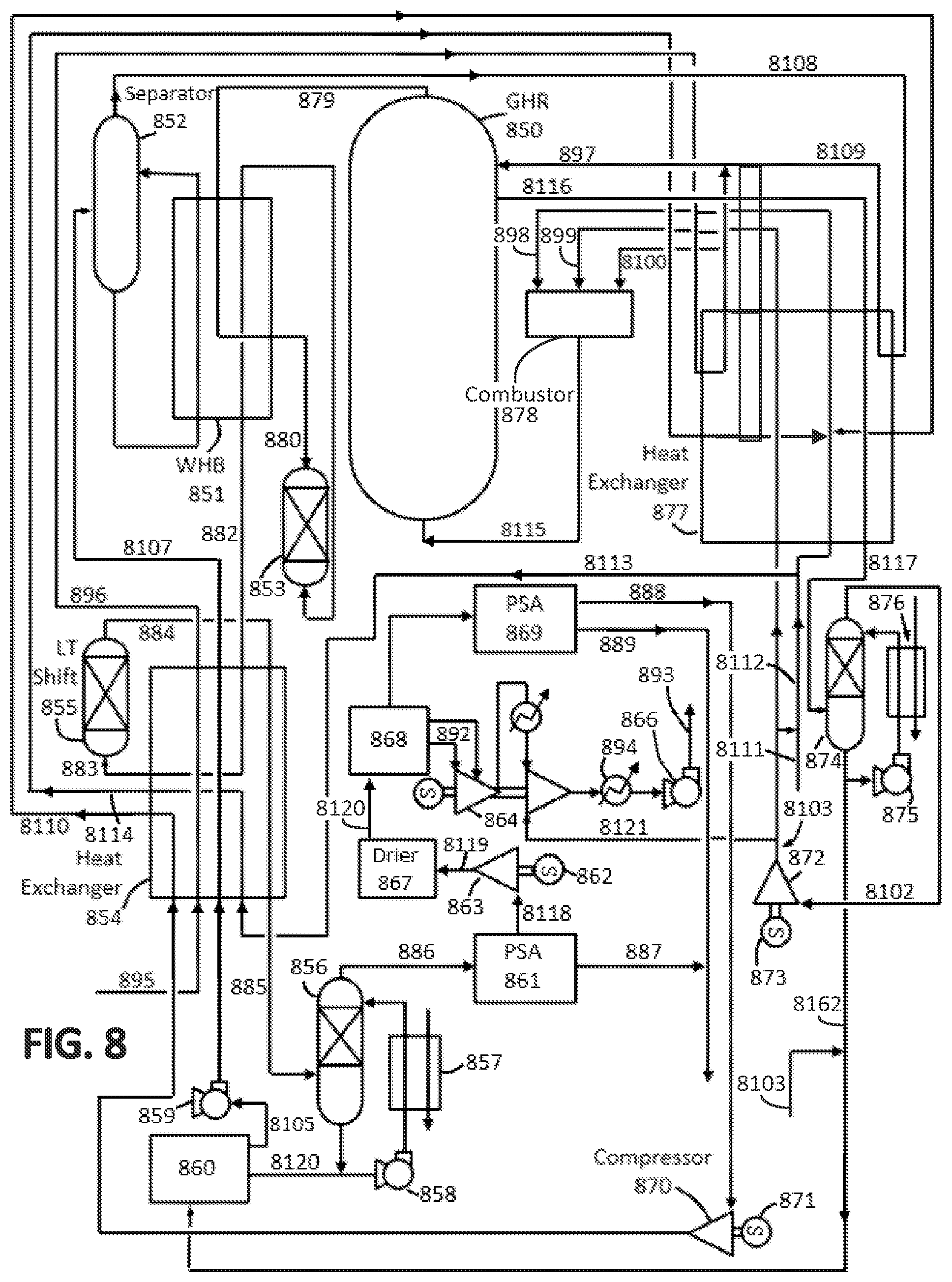 Patent US12139405 Figure 8 – Apparatuses and methods for hydrogen production