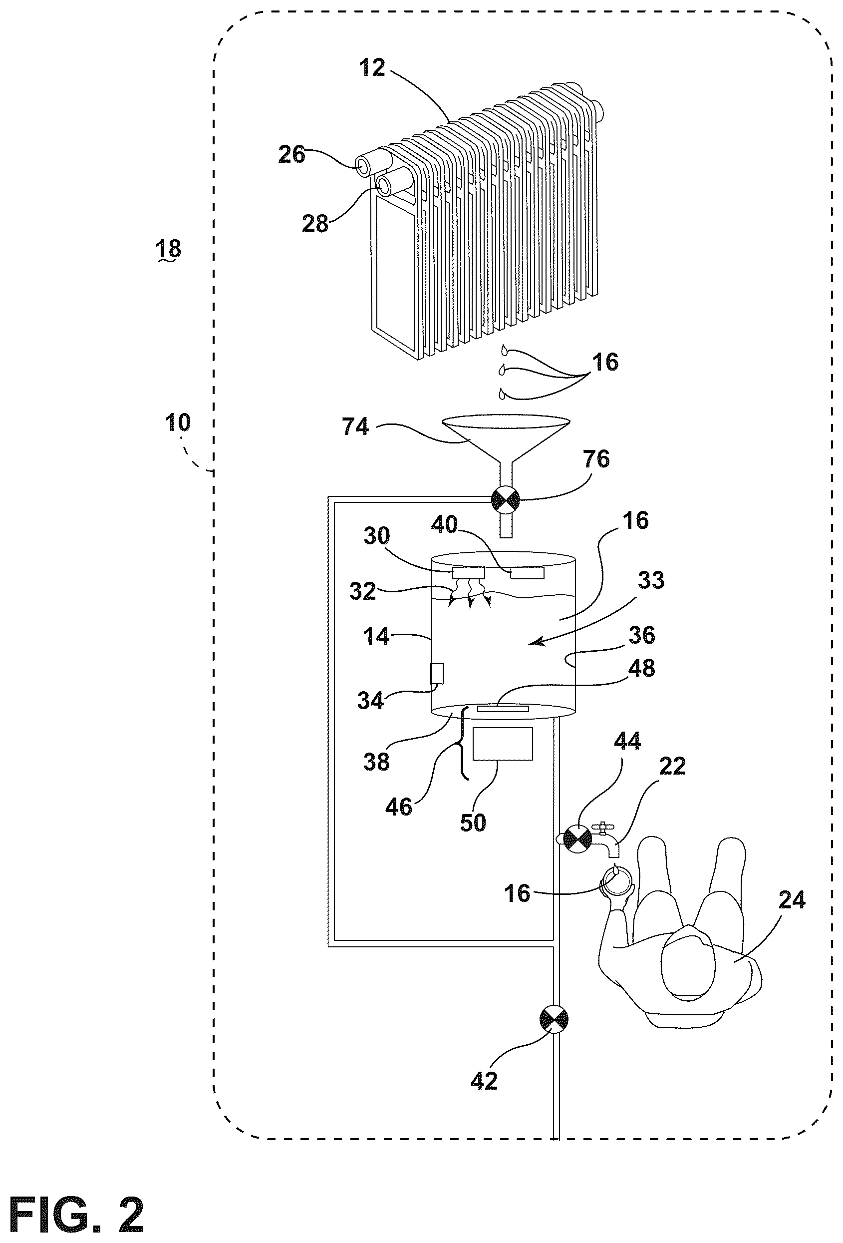 Patent US12139423 Figure 2 – Diagnostics of an on-board water generation system