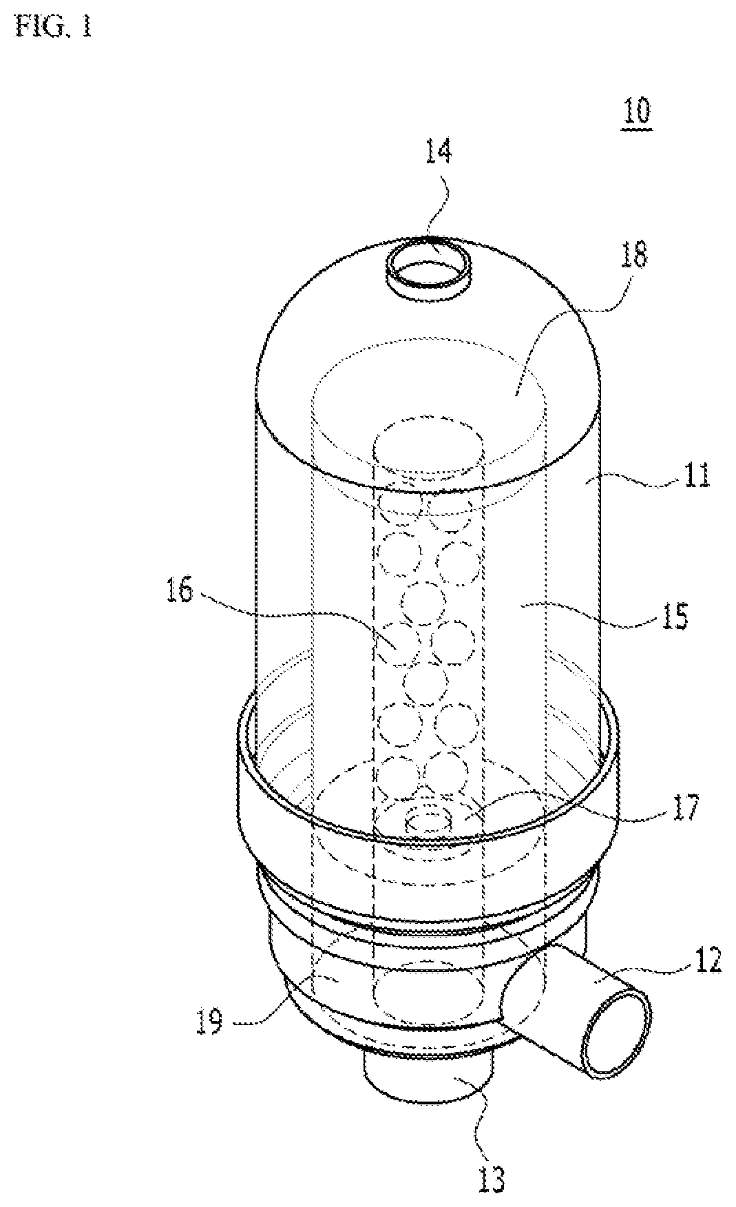 Patent US12139428 — Disk filter for preventing scale formation and water treatment apparatus and method using the same — Figure 1