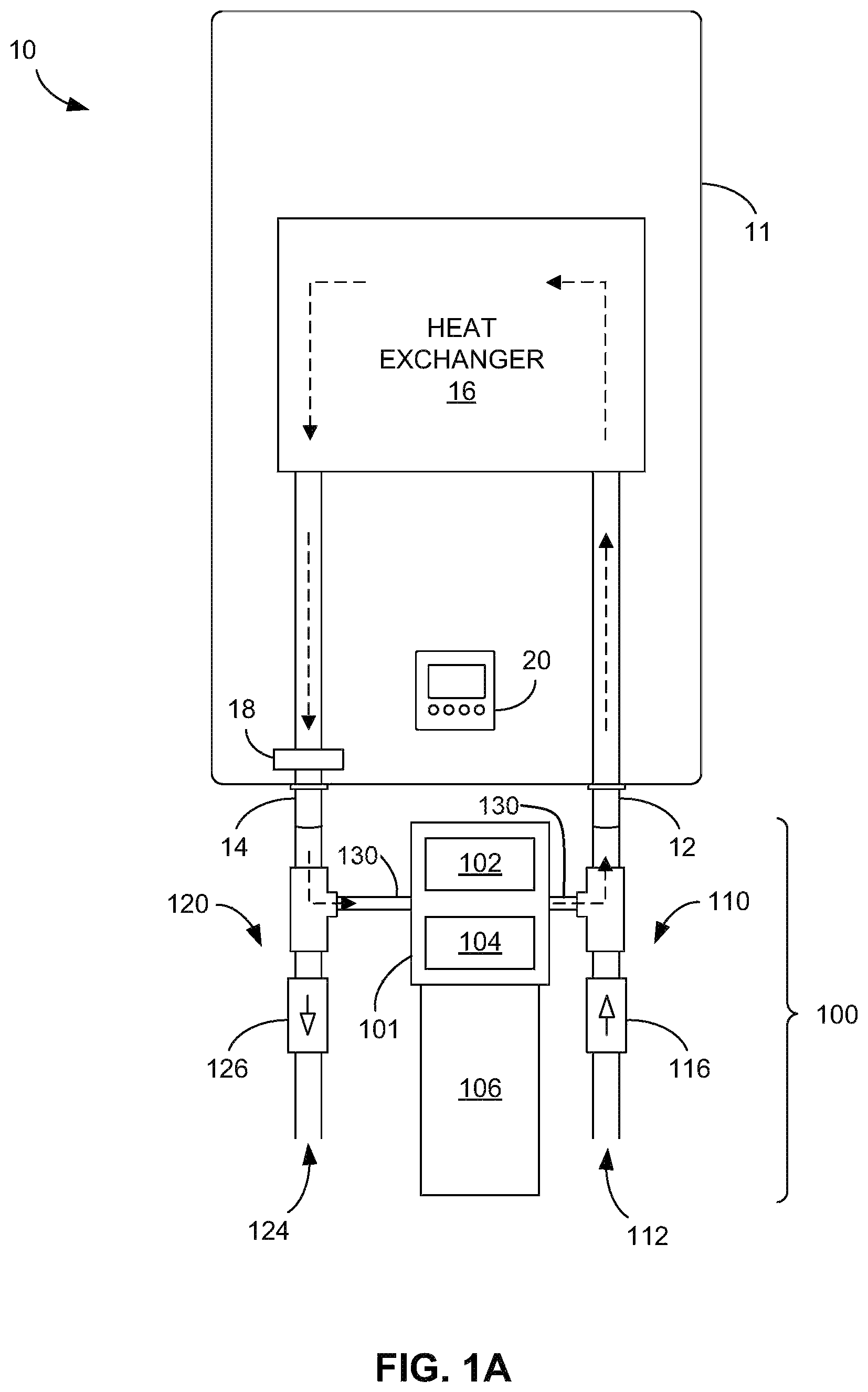 Patent US12139429 Figure 1 – Scaling treatment systems for water heaters