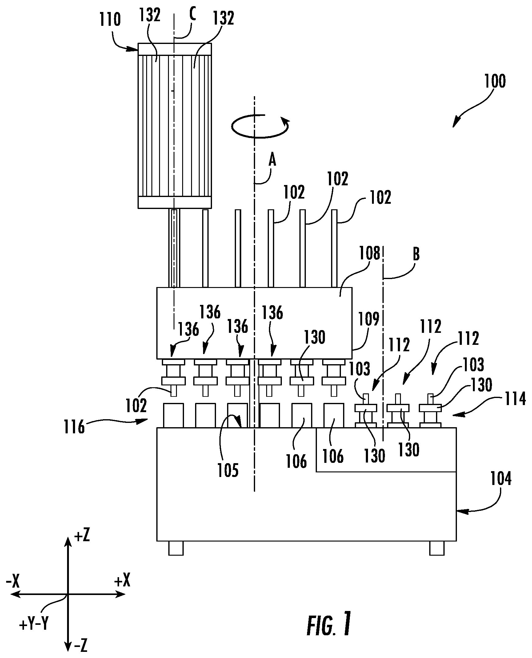 Patent US12139431 — Systems and methods for minimizing SHR from pharmaceutical part converting using negative pressure evacuation — Figure 1