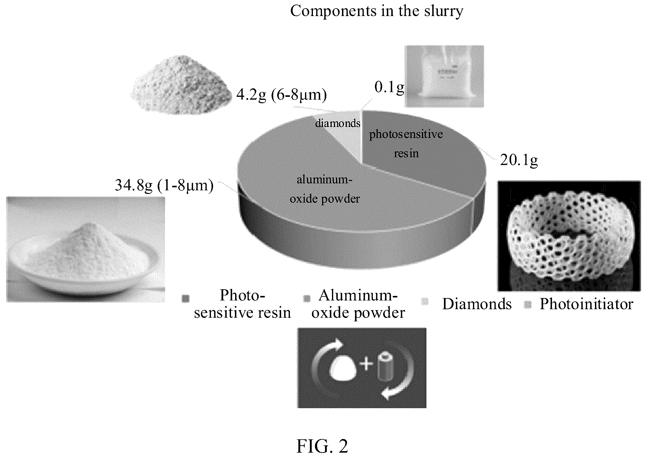 Patent US12139441 Figure 2 – Method of laser-curing and forming honeycomb grinding block made from fine-grained diamonds and ceramic binding agent