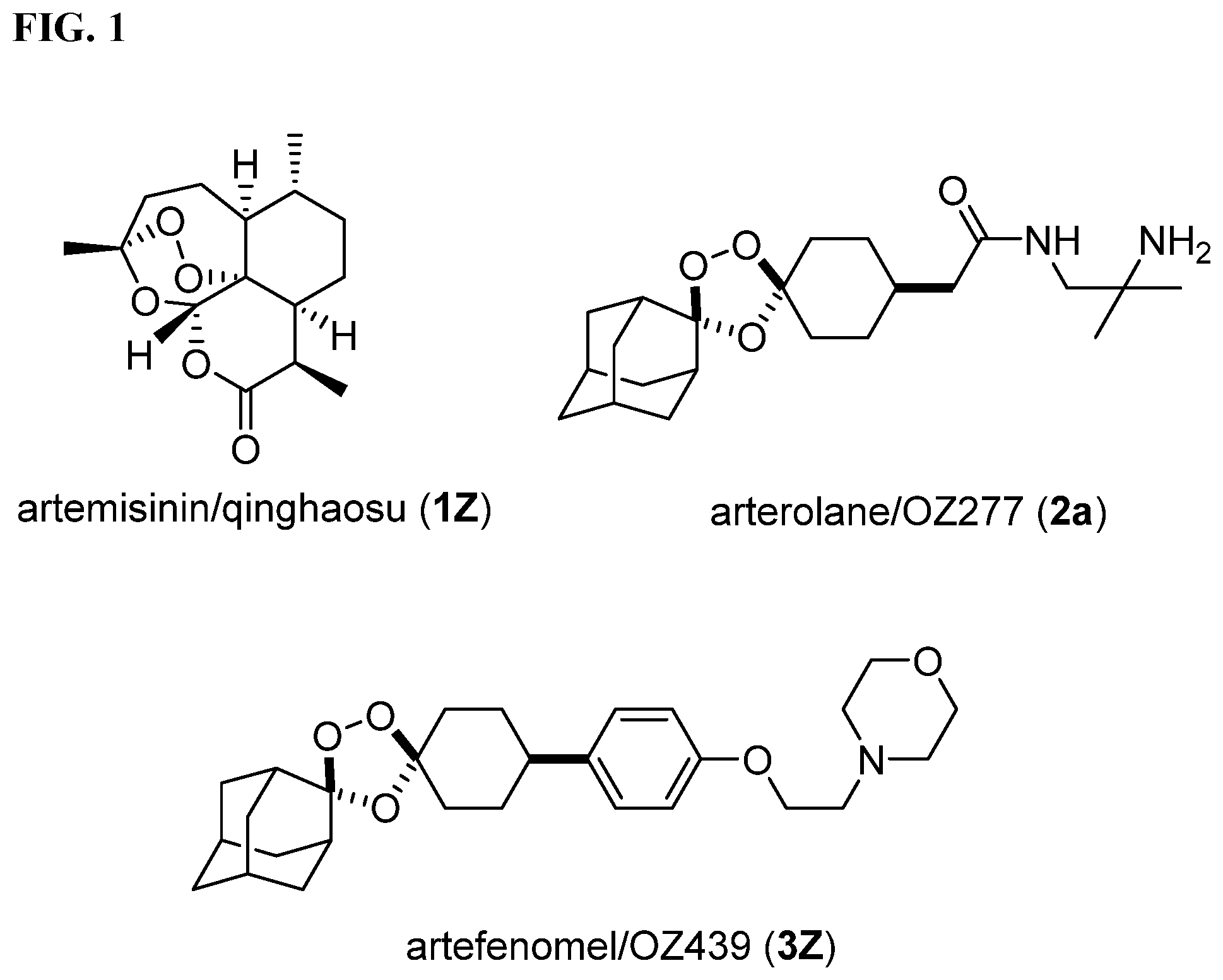 Patent US12139470 Figure 1 – Trioxolane agents