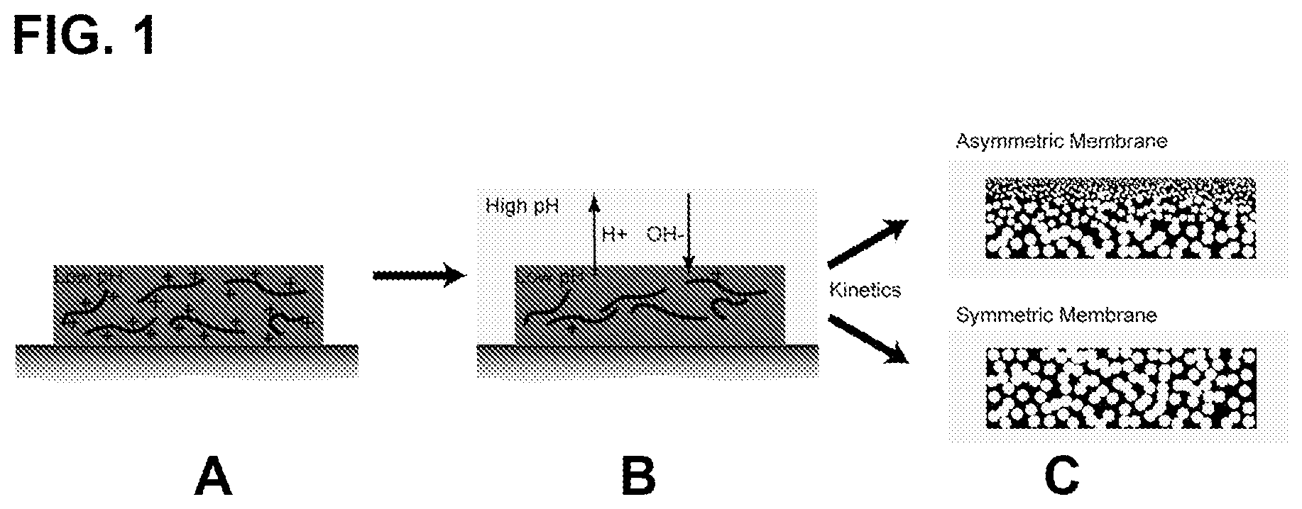 Patent US12139587 Figure 1 – Method for creating a porous film through aqueous phase separation