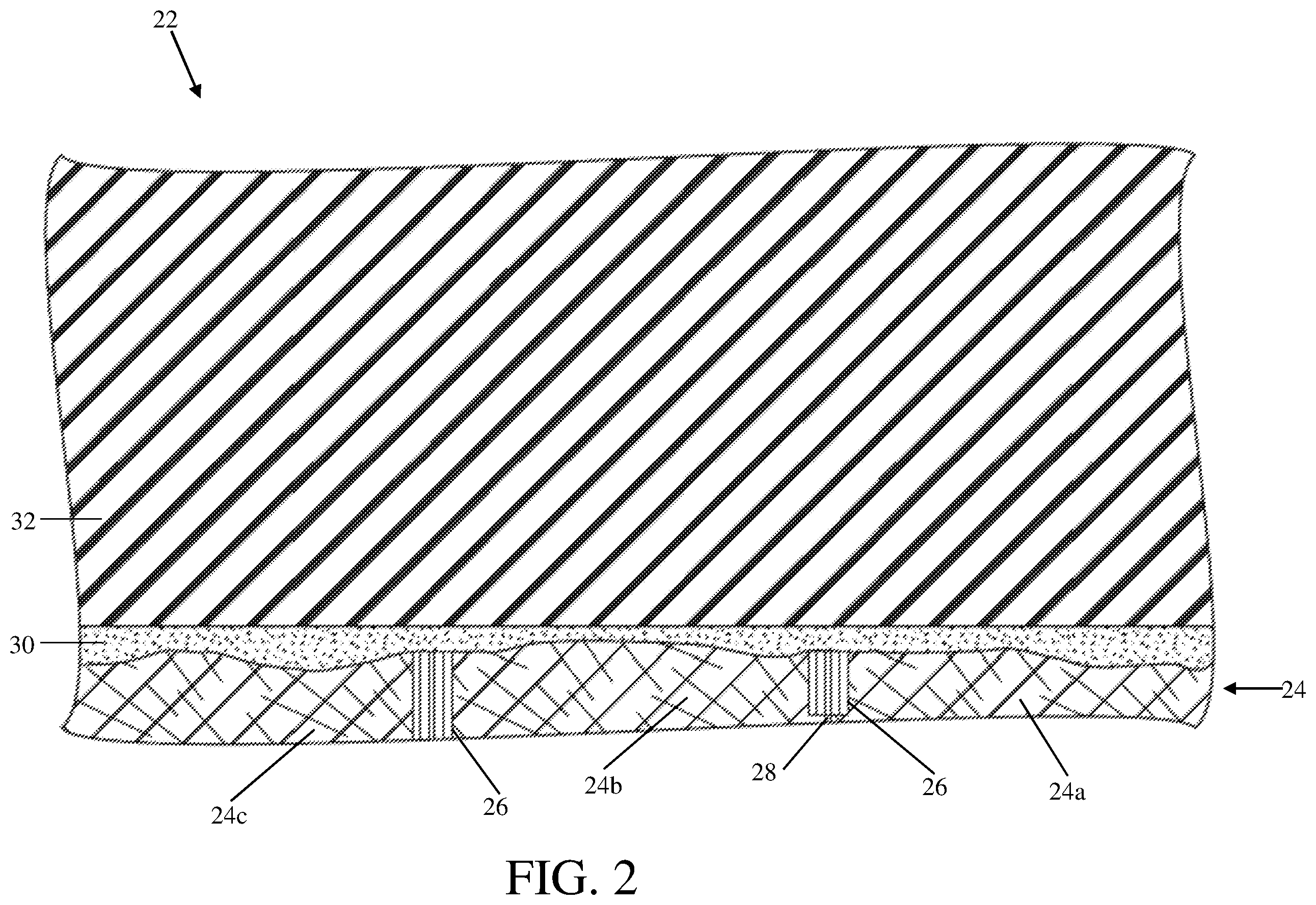 Patent US12139651 Figure 2 – Channeled seam tape