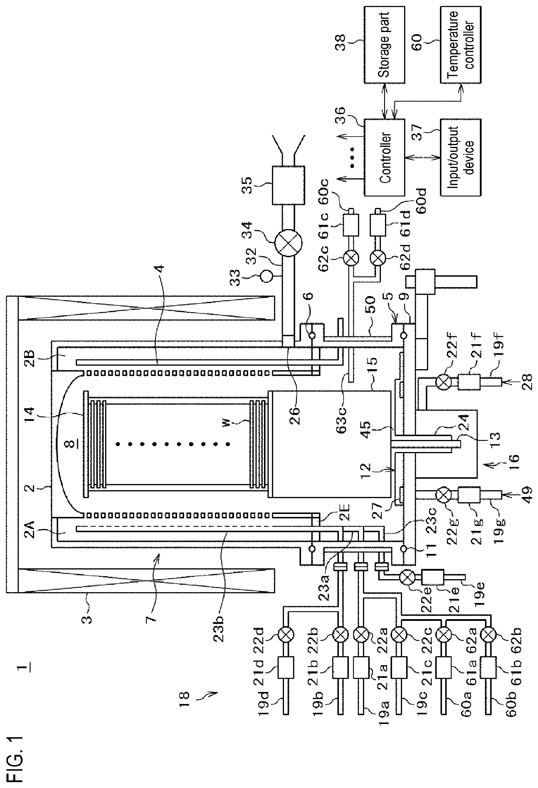 Patent US12139787 Figure 1 – Apparatus and method for cleaning reaction vessel for processing substrate