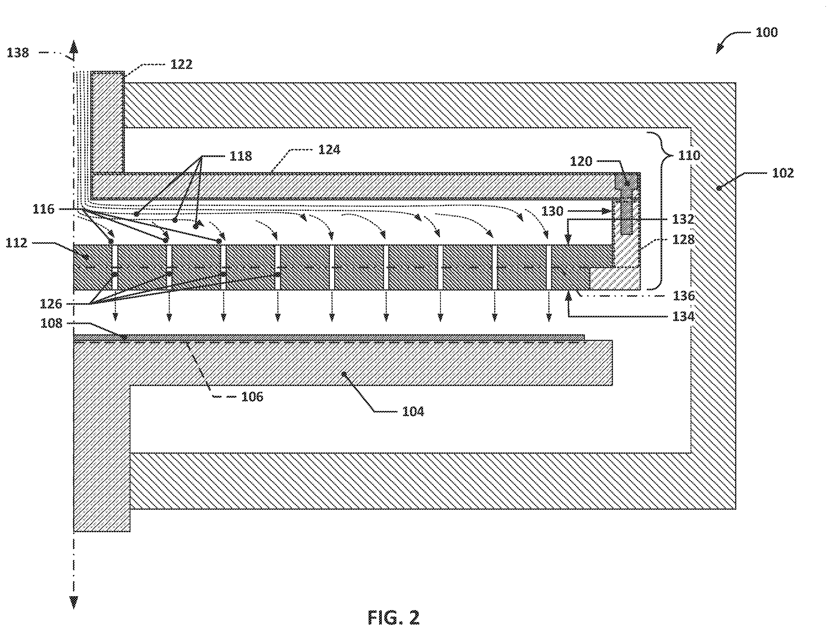 Patent US12139791 Figure 2 – Showerhead faceplates with angled gas distribution passages for semiconductor processing tools