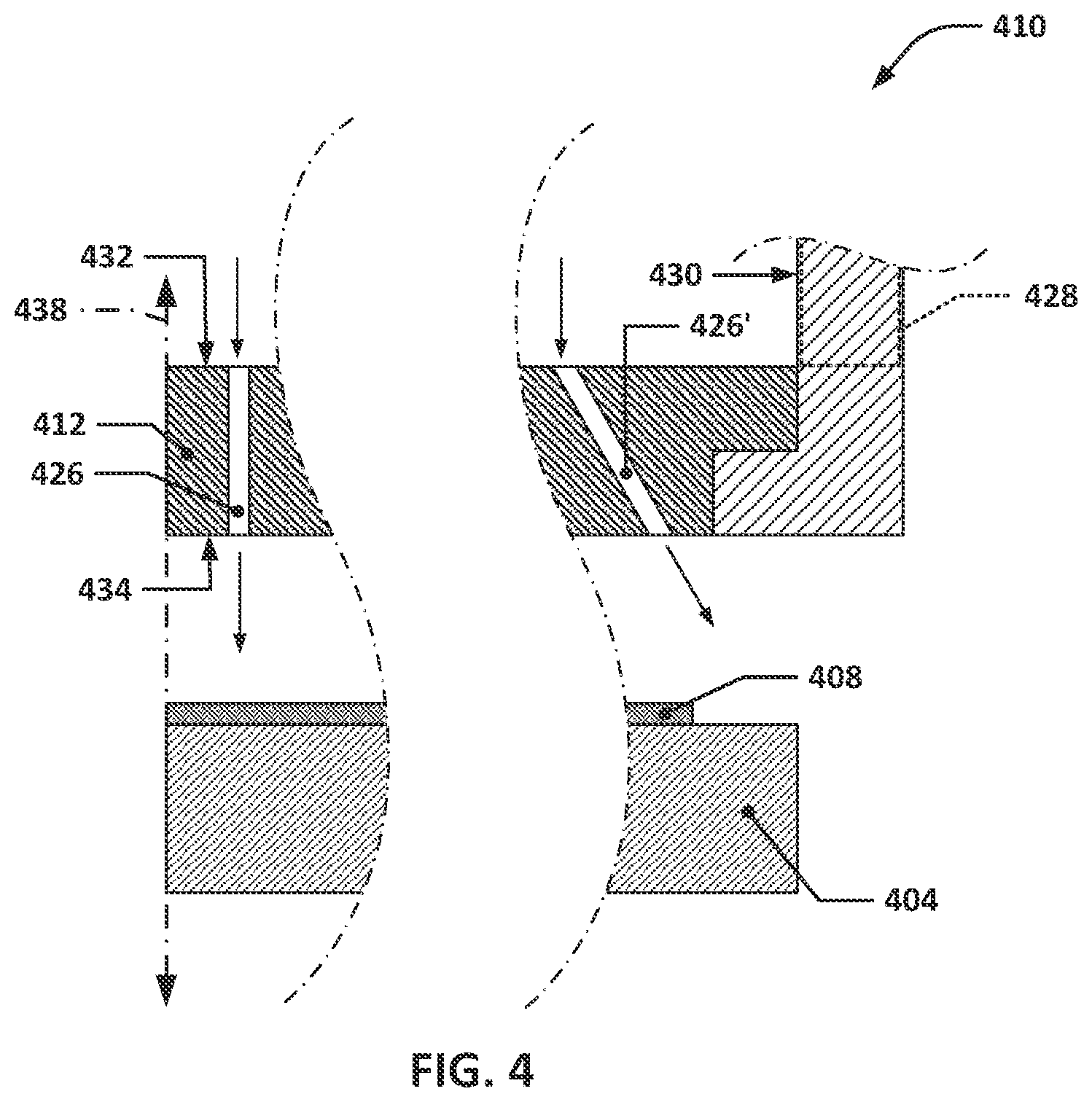Patent US12139791 Figure 4 – Showerhead faceplates with angled gas distribution passages for semiconductor processing tools