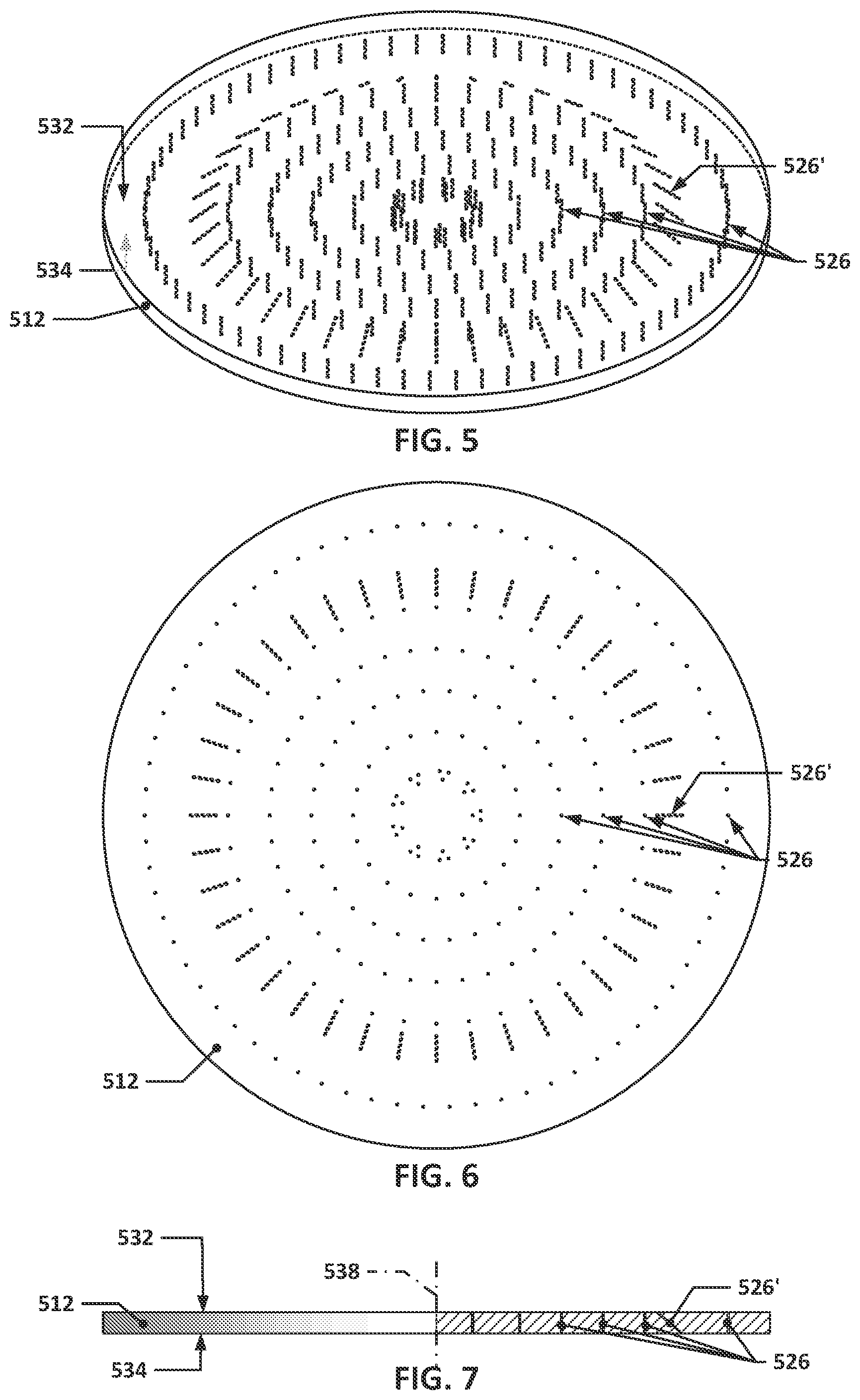 Patent US12139791 Figure 5 – Showerhead faceplates with angled gas distribution passages for semiconductor processing tools