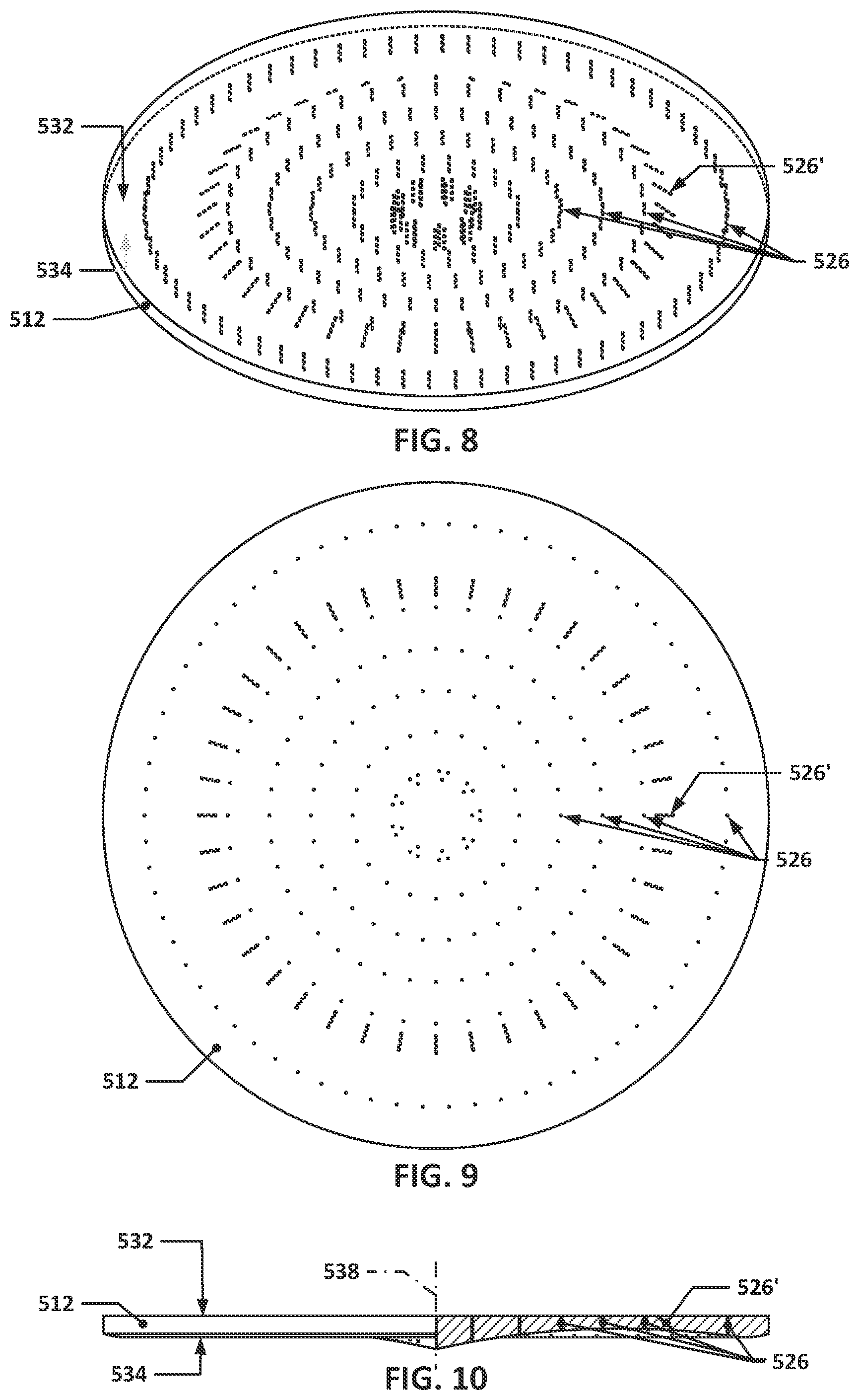 Patent US12139791 Figure 6 – Showerhead faceplates with angled gas distribution passages for semiconductor processing tools