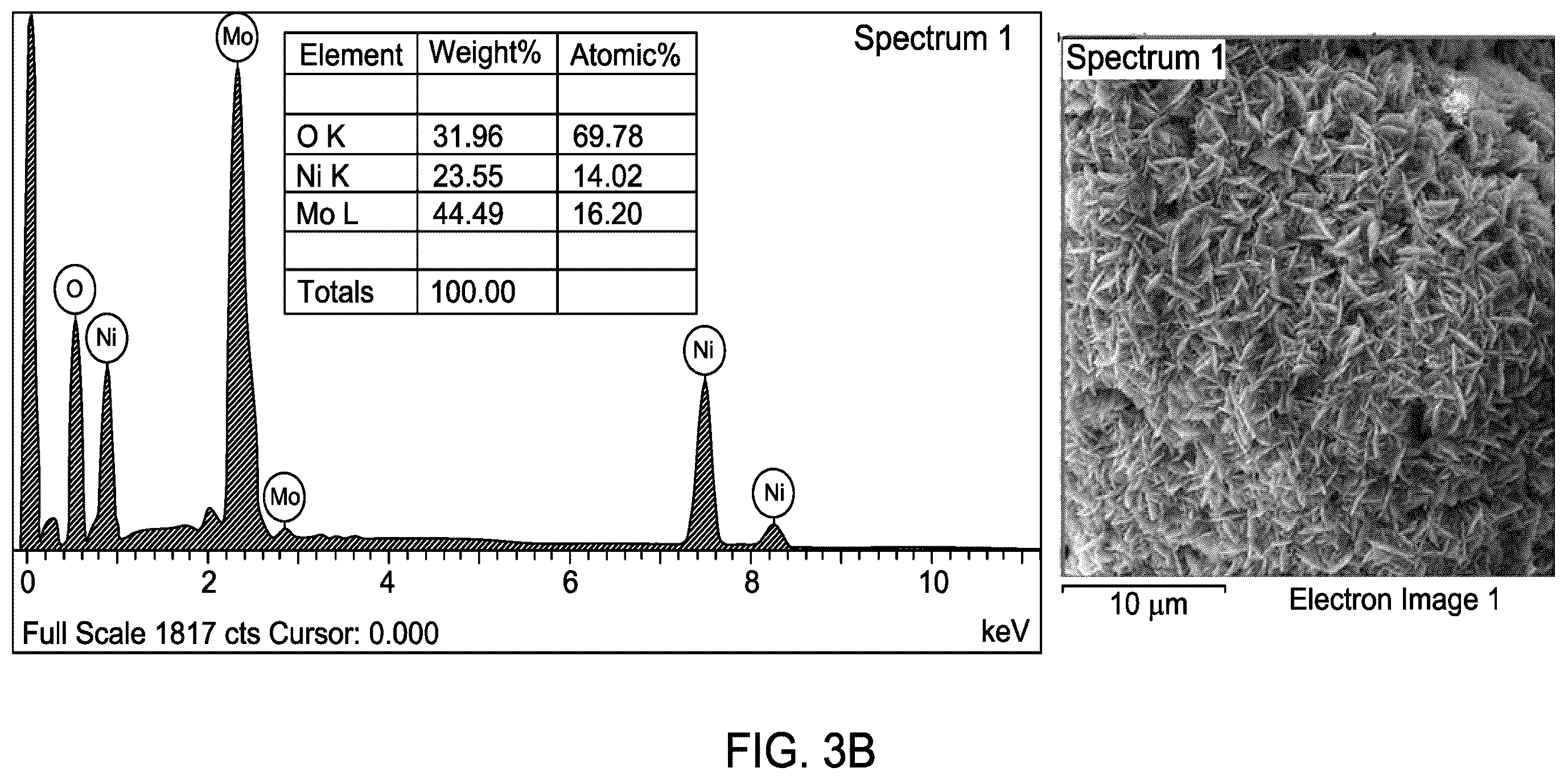 Patent US12139798 Figure 4 – Electrocatalyst with a NiMoO4 layer with nanoflower morphology