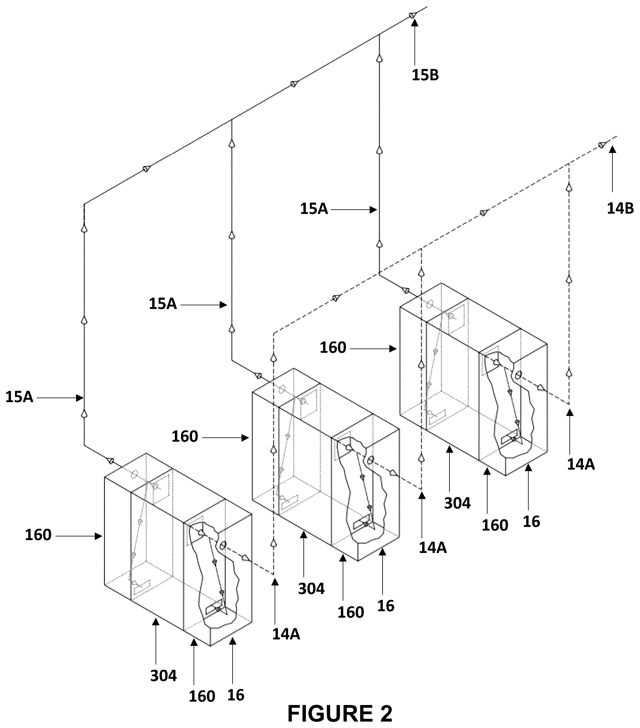 Patent US12139806 Figure 2 – Filter press end assembly and fluid management system for use in unipolar electrochemical devices