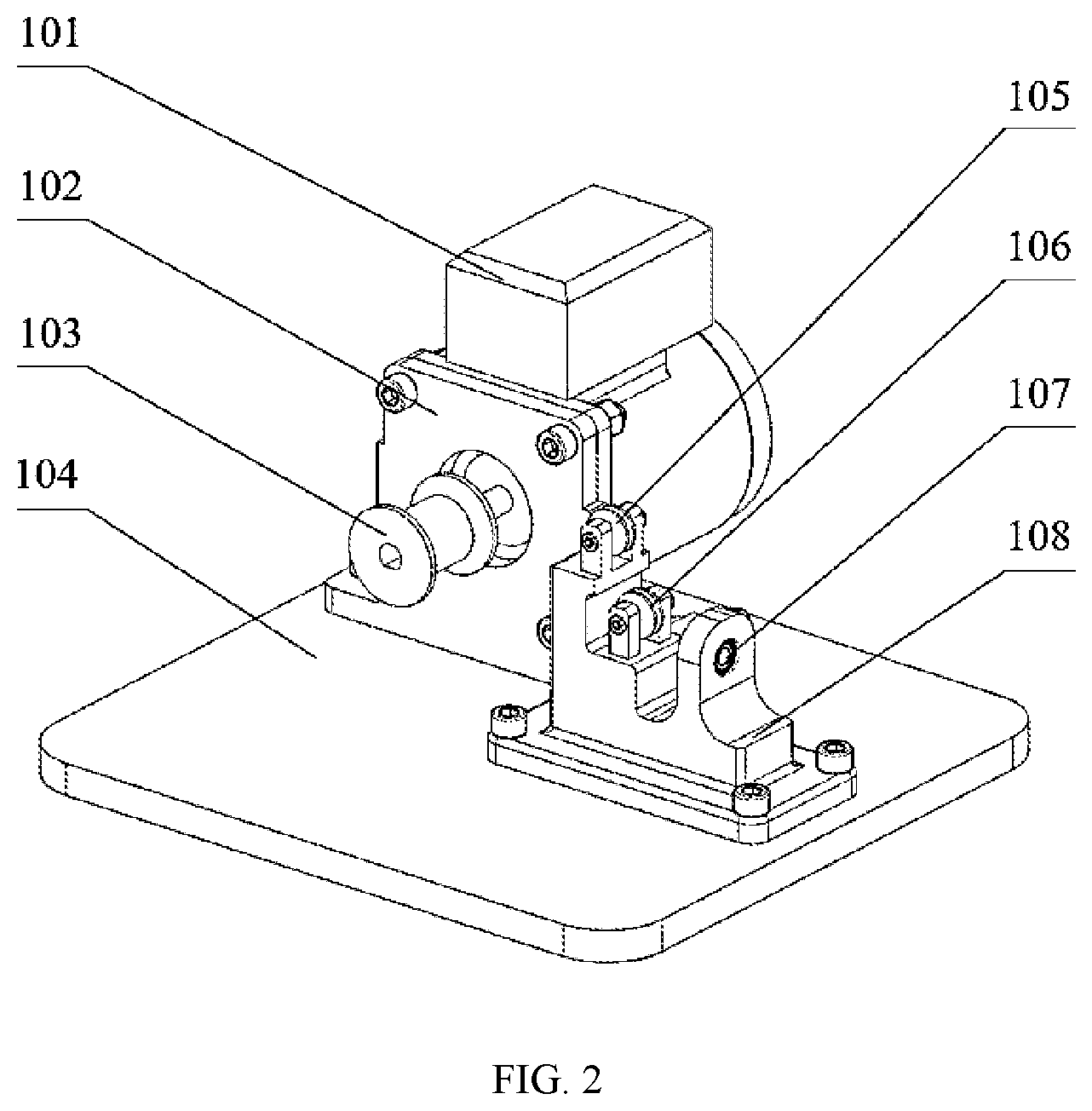Patent US12139823 Figure 2 – Continuous automatic twisting and winding device and method for polymer fiber artificial muscles