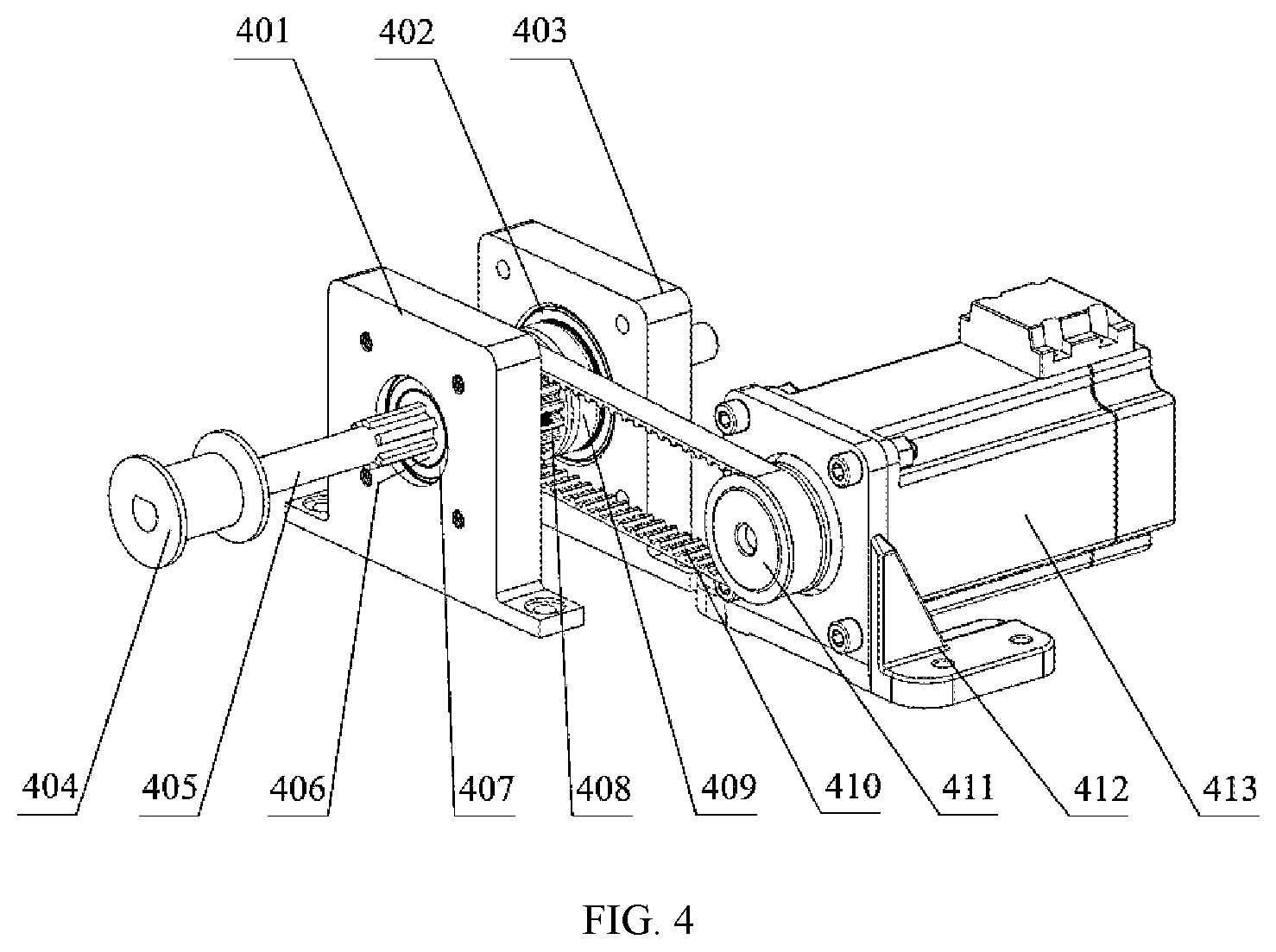Patent US12139823 Figure 4 – Continuous automatic twisting and winding device and method for polymer fiber artificial muscles
