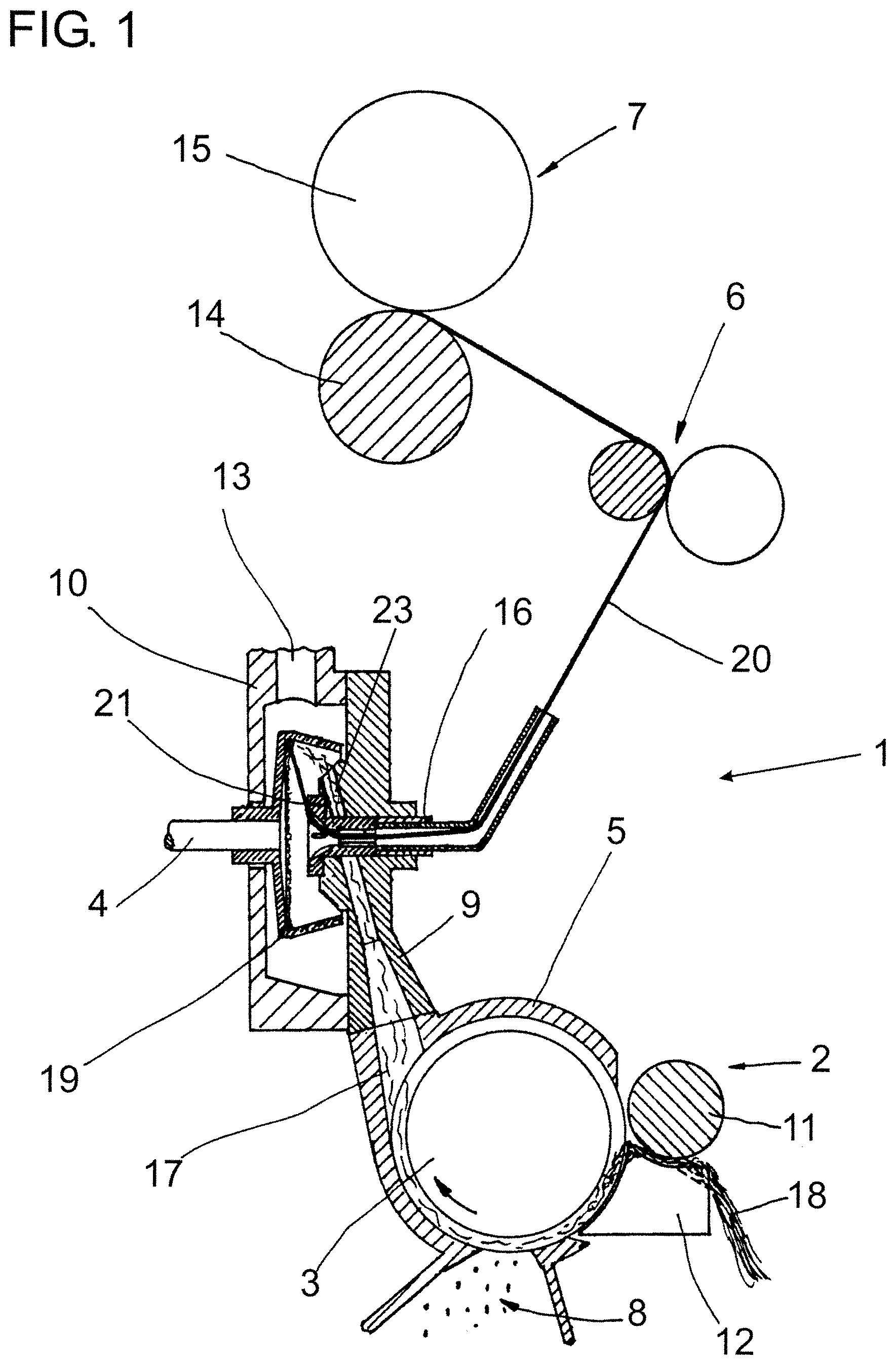 Patent US12139824 Figure 1 – Thread draw-off nozzle and open-end spinning device having a thread draw-off nozzle