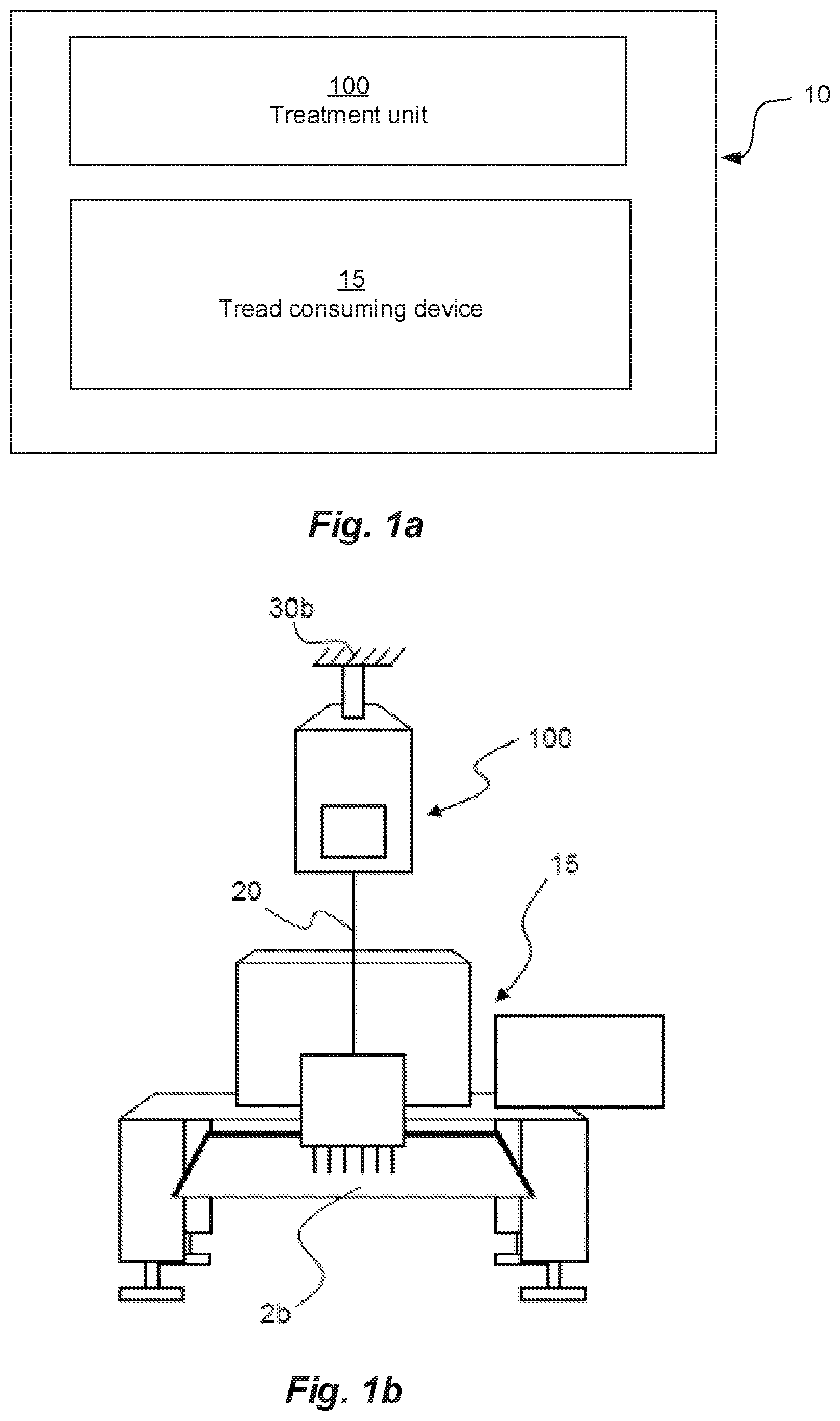 Patent US12139830 Figure 1 – Method for in-line treatment of a thread and a system therefore comprising a treatment unit and a control unit configured to determine if a maintenance sequence is needed