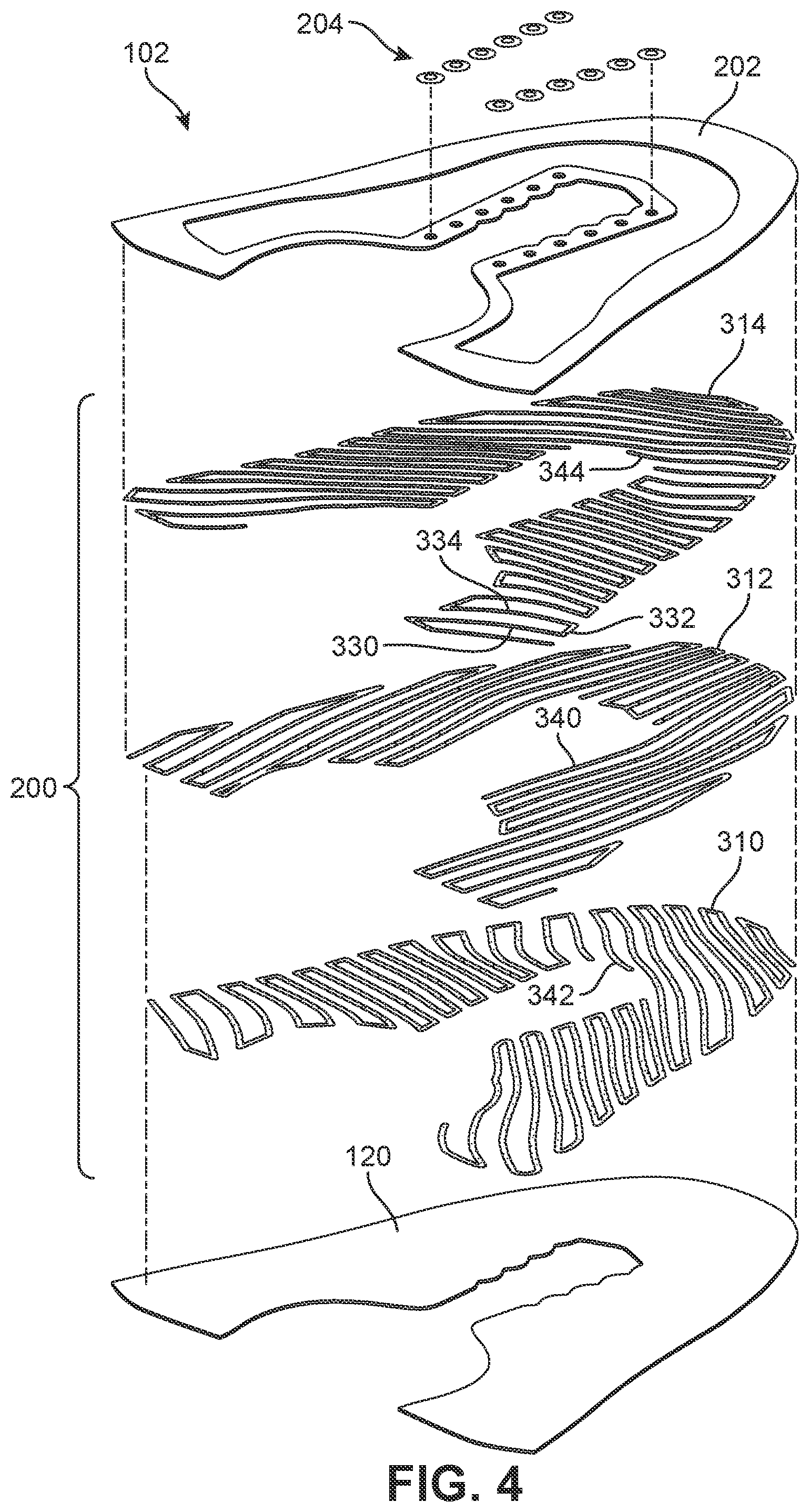 Patent US12139835 Figure 4 – Method of making article with ribbon structure and embroidered edges