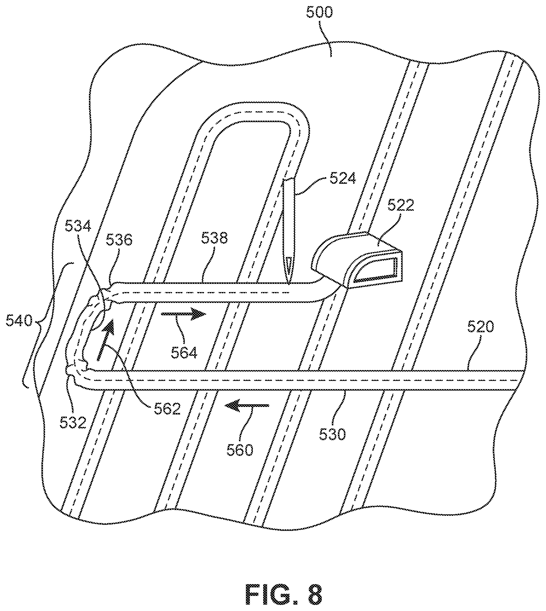 Patent US12139835 Figure 8 – Method of making article with ribbon structure and embroidered edges