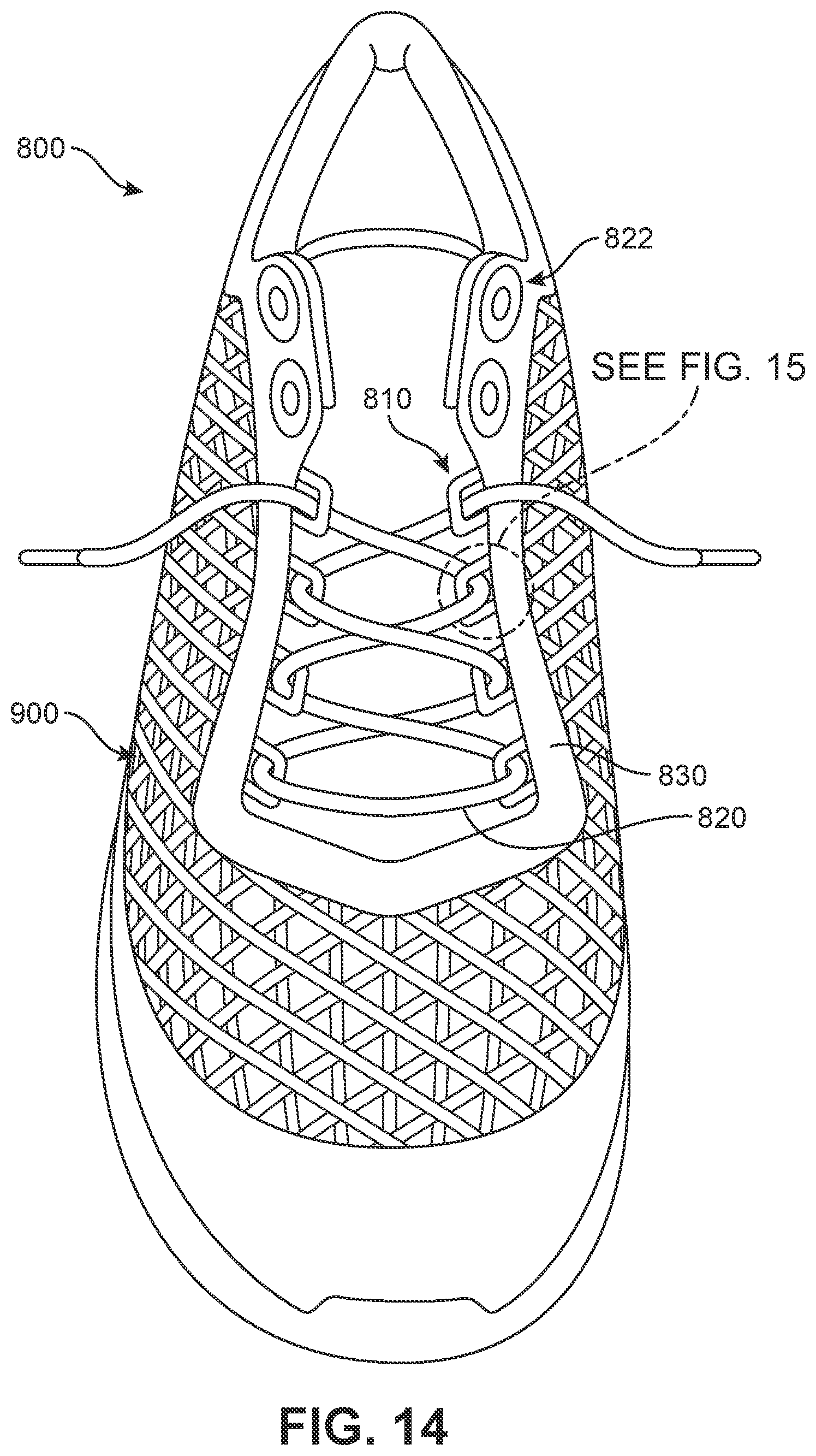 Patent US12139835 Figure 14 – Method of making article with ribbon structure and embroidered edges
