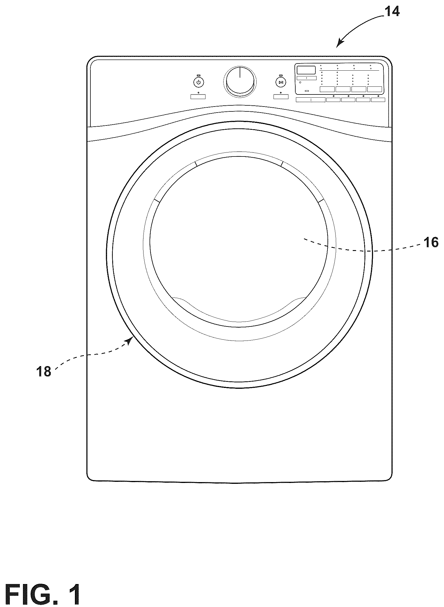 Patent US12139837 Figure 1 – Fluid delivery system for a front-load washing appliance for delivering fluid to lifters of the drum