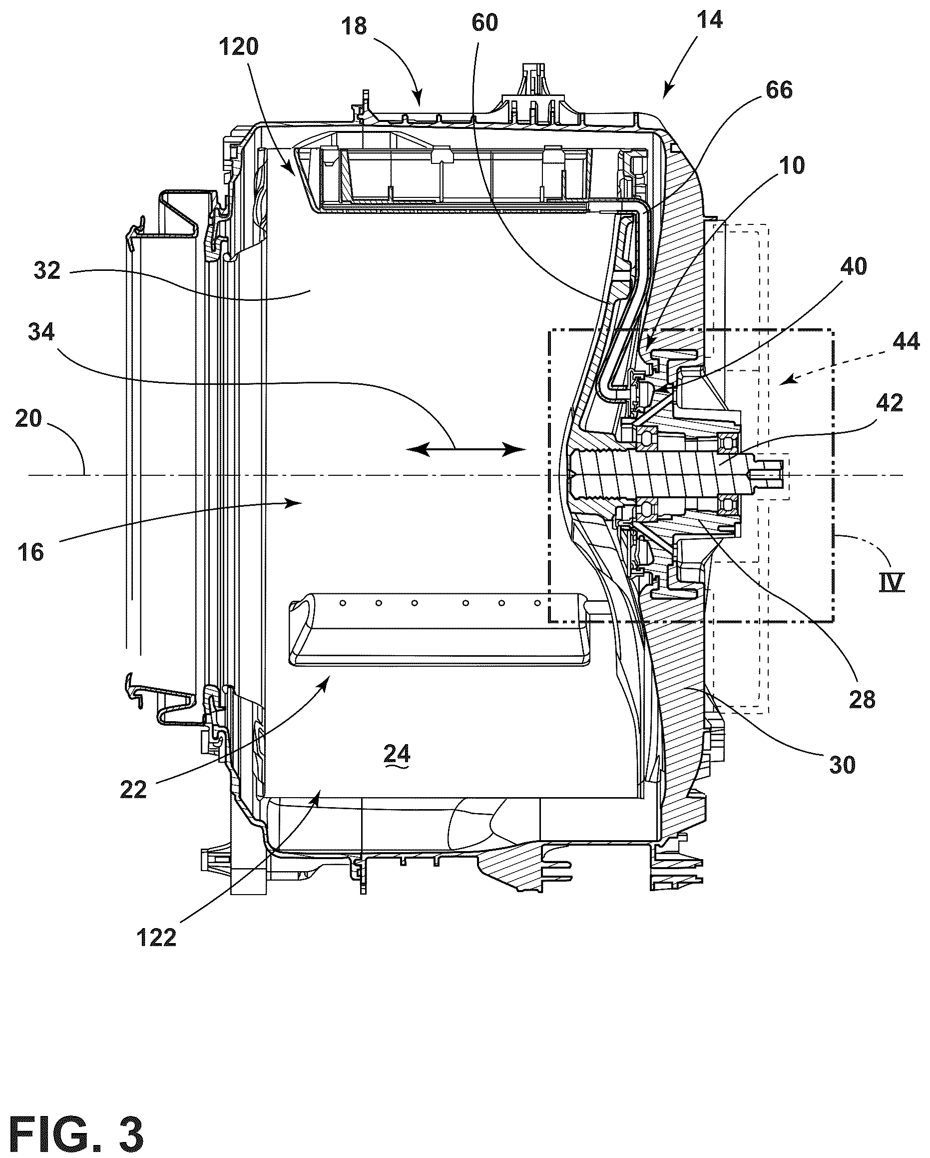 Patent US12139837 Figure 3 – Fluid delivery system for a front-load washing appliance for delivering fluid to lifters of the drum