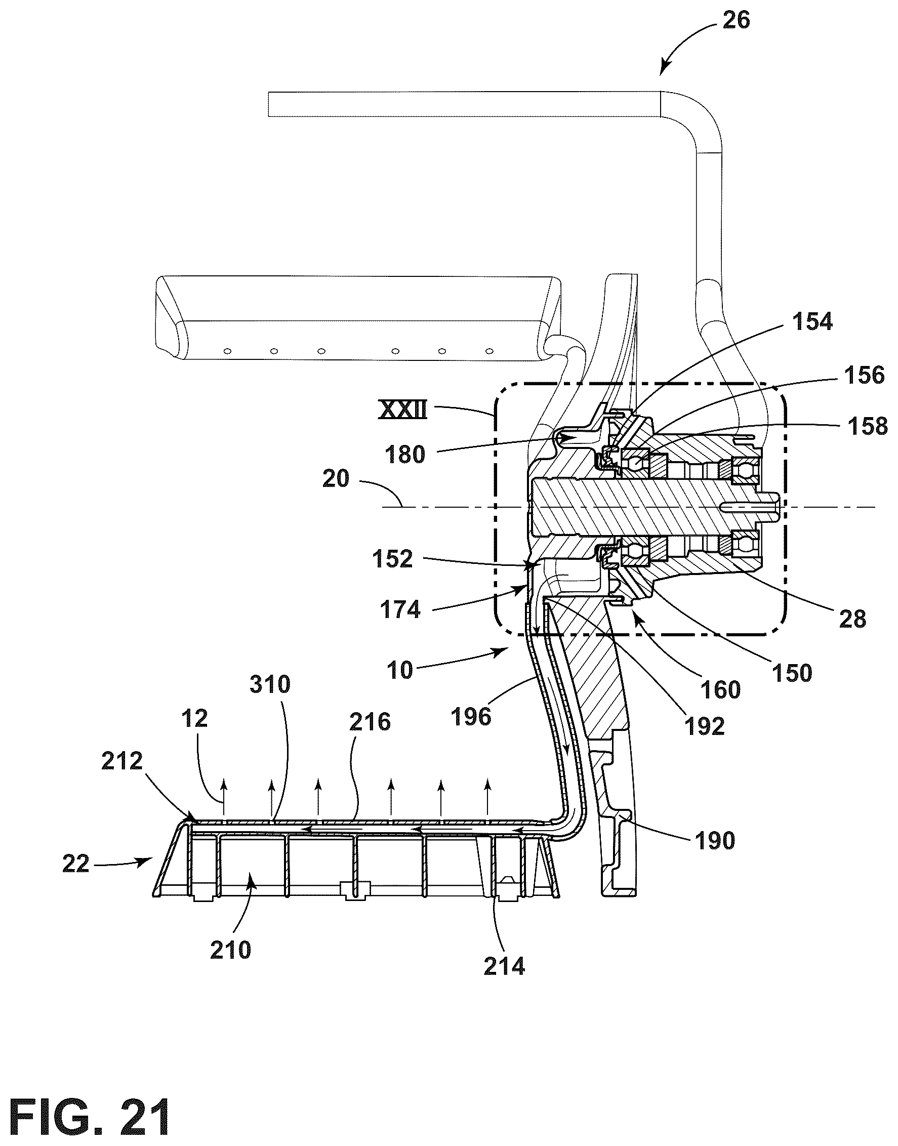Patent US12139837 Figure 18 – Fluid delivery system for a front-load washing appliance for delivering fluid to lifters of the drum