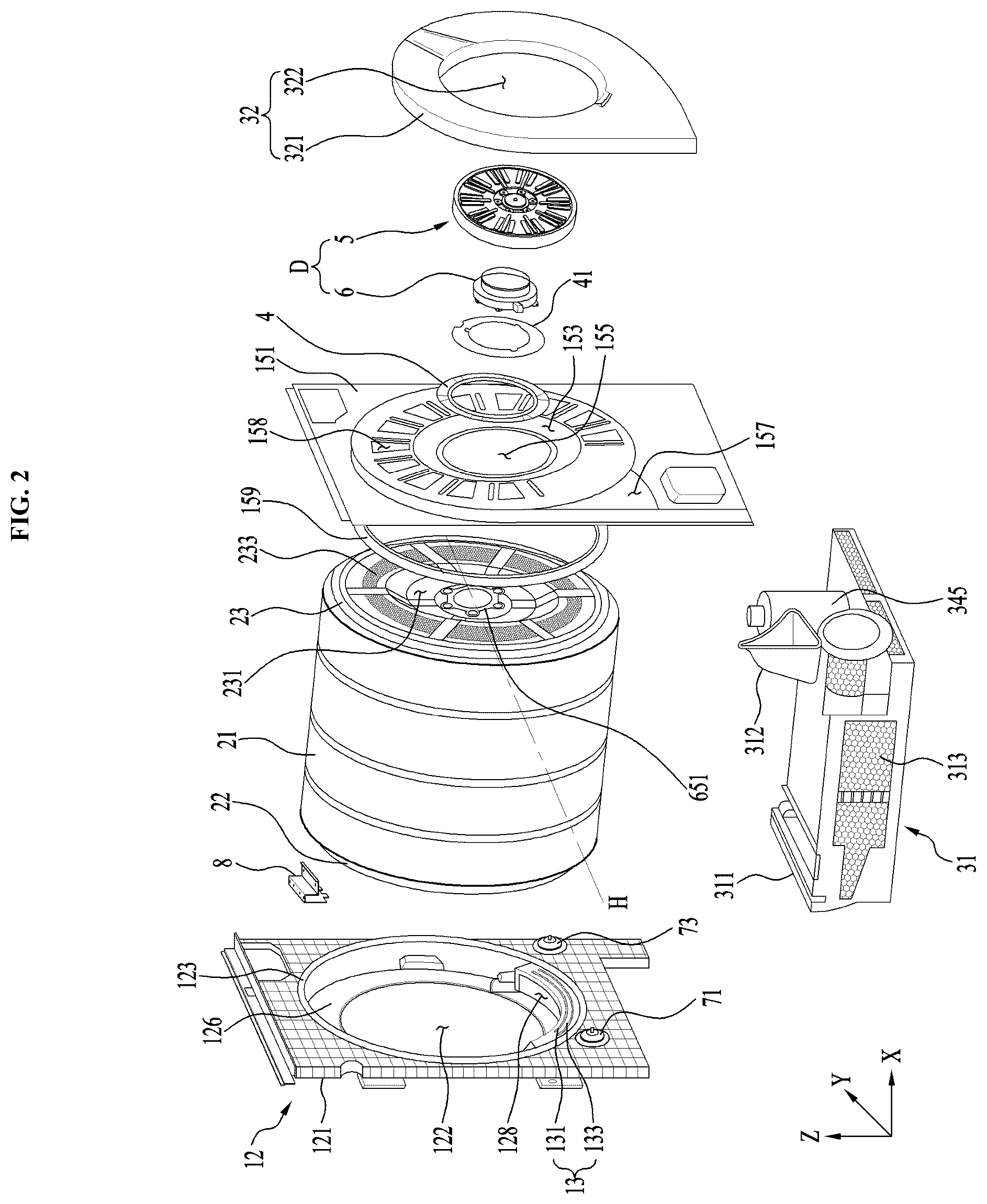 Patent US12139838 Figure 2 – Apparatus for treating laundry