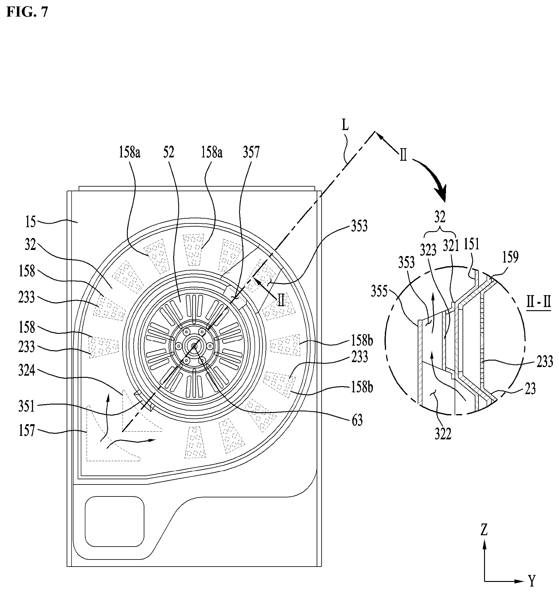 Patent US12139838 Figure 7 – Apparatus for treating laundry